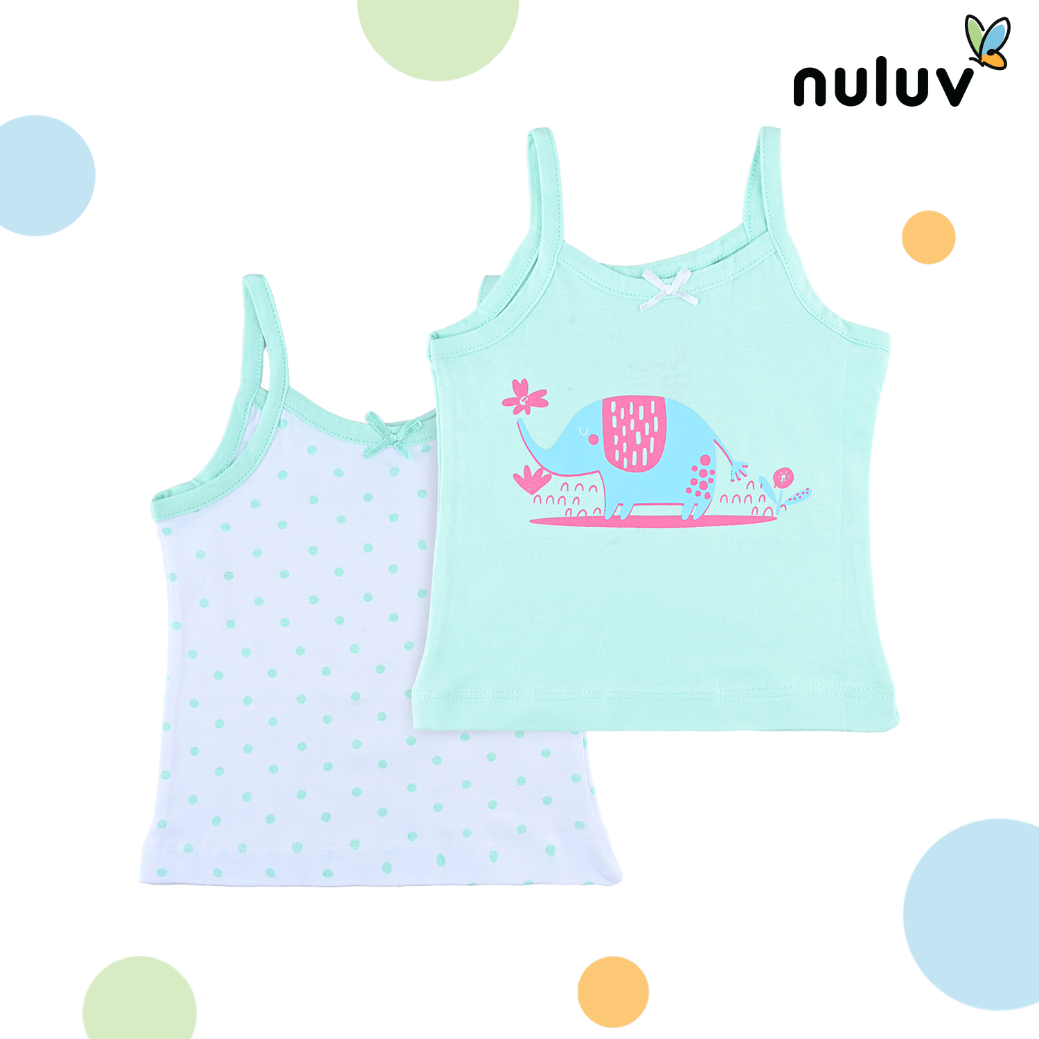 Nuluv Girl's Camisole - Blue (Pack of 2)
