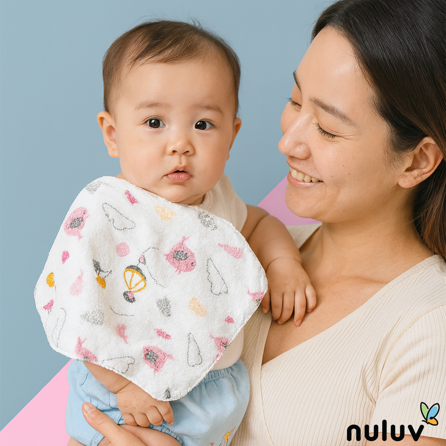 Nuluv Printed baby napkins for Girls - Pack of 6