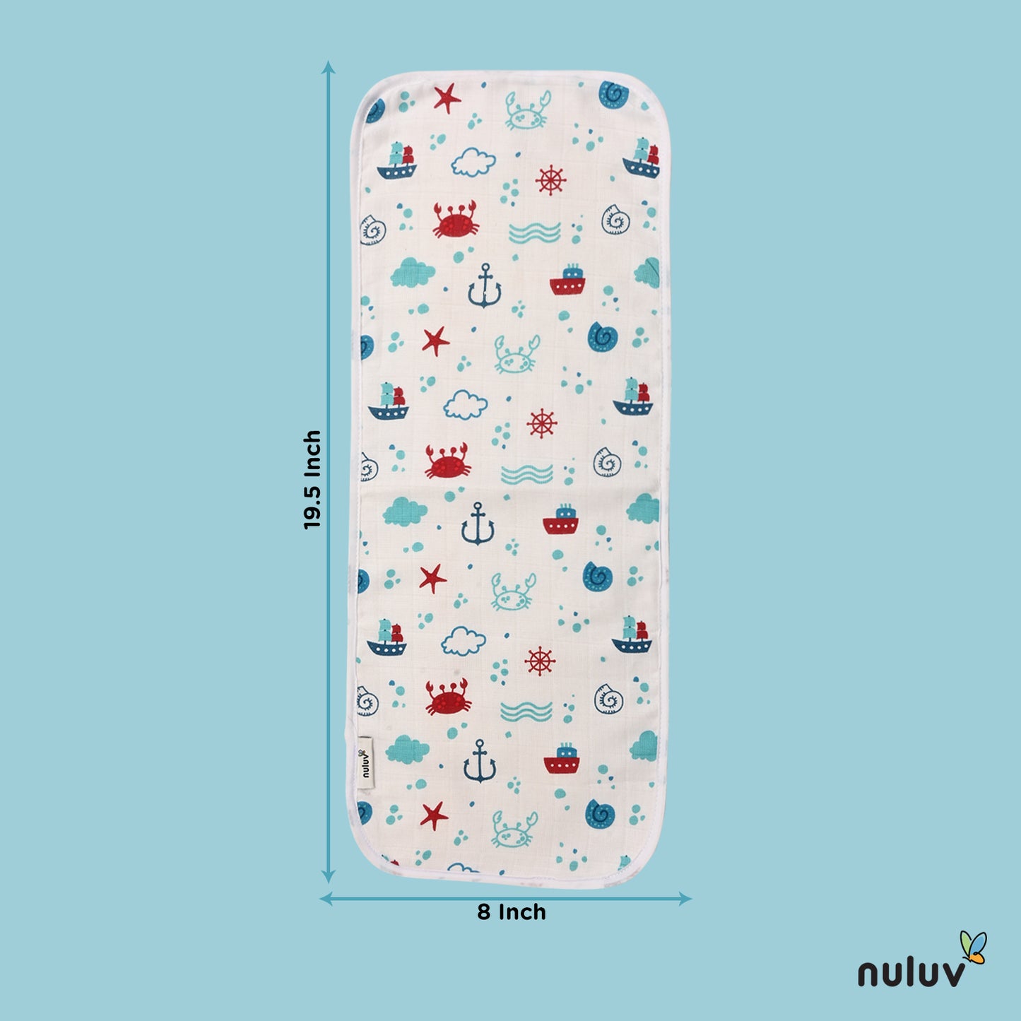 Nuluv Bamboo Cotton Burp Cloths, Soft & Gentle for Baby’s Sensitive Skin, Highly Absorbent & Quick-Dry, Reusable, Pack of 2