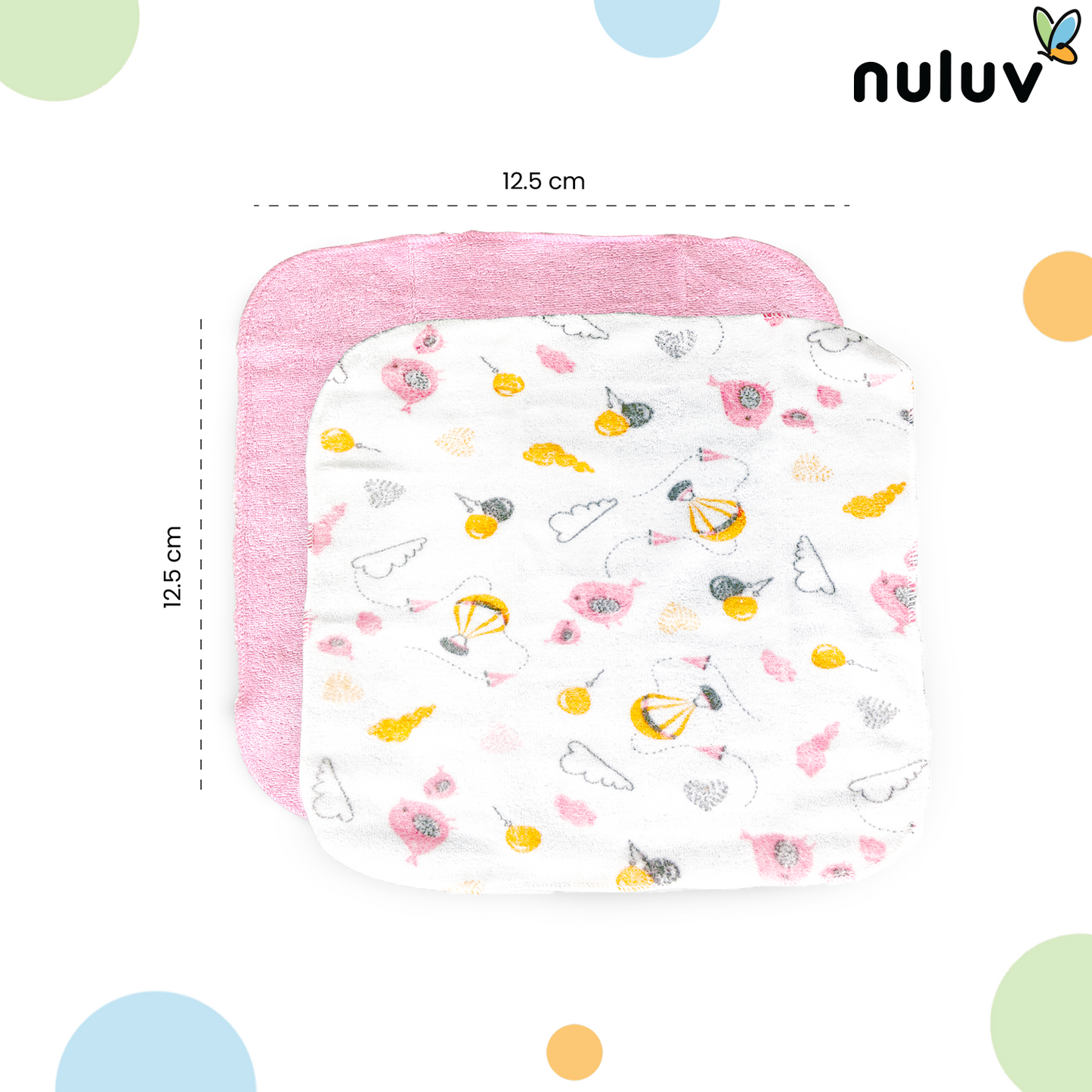 Nuluv Printed baby napkins for Girls - Pack of 6
