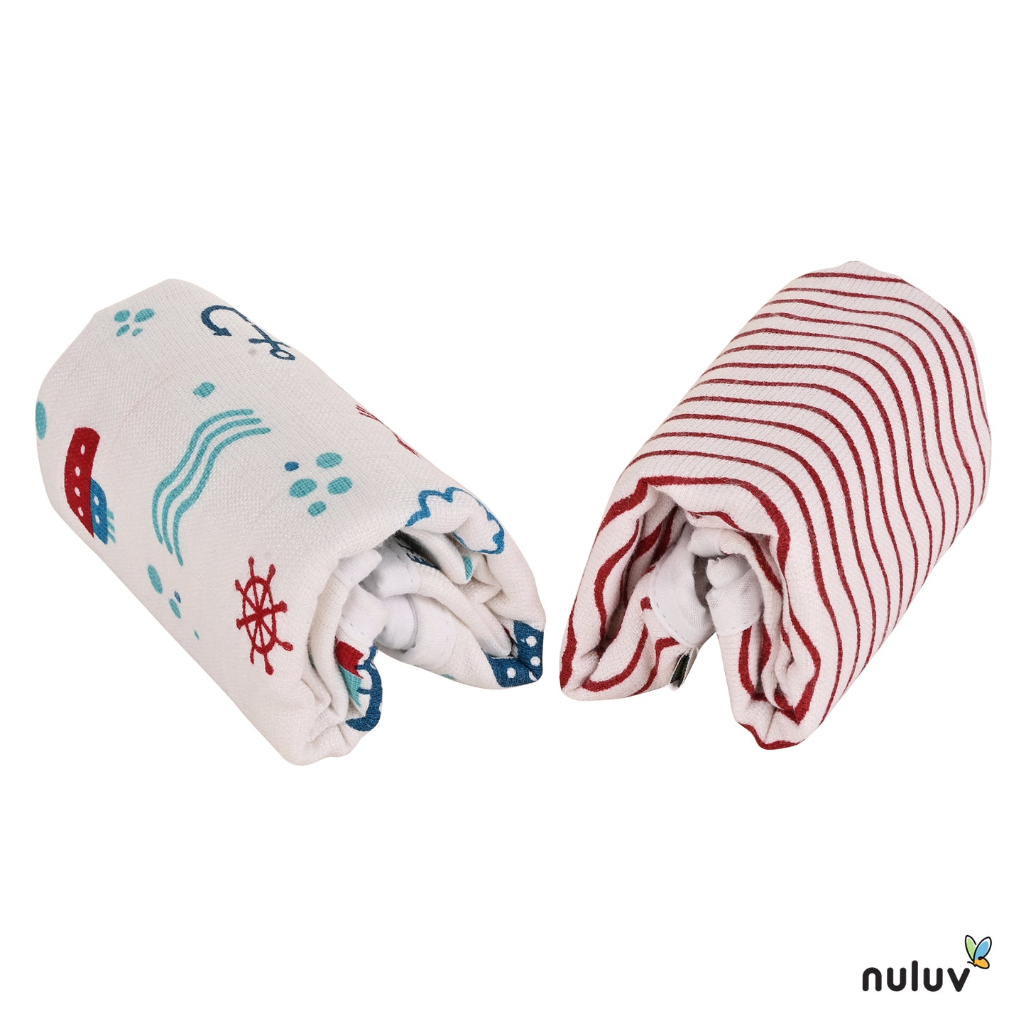 Nuluv Bamboo Cotton Burp Cloths, Soft & Gentle for Baby’s Sensitive Skin, Highly Absorbent & Quick-Dry, Reusable, Pack of 2