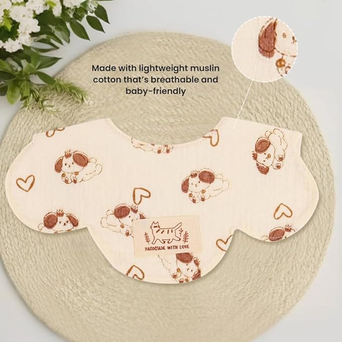 Nuluv Baby Bibs, Soft, Quick-Drying and Gentle for Sensitive Skin, Snap Button Closure, Reusable and Highly Absorbent, Made with 100% Muslin Cotton, 0+ Months, Multi on Off-White Base, Pack of 2