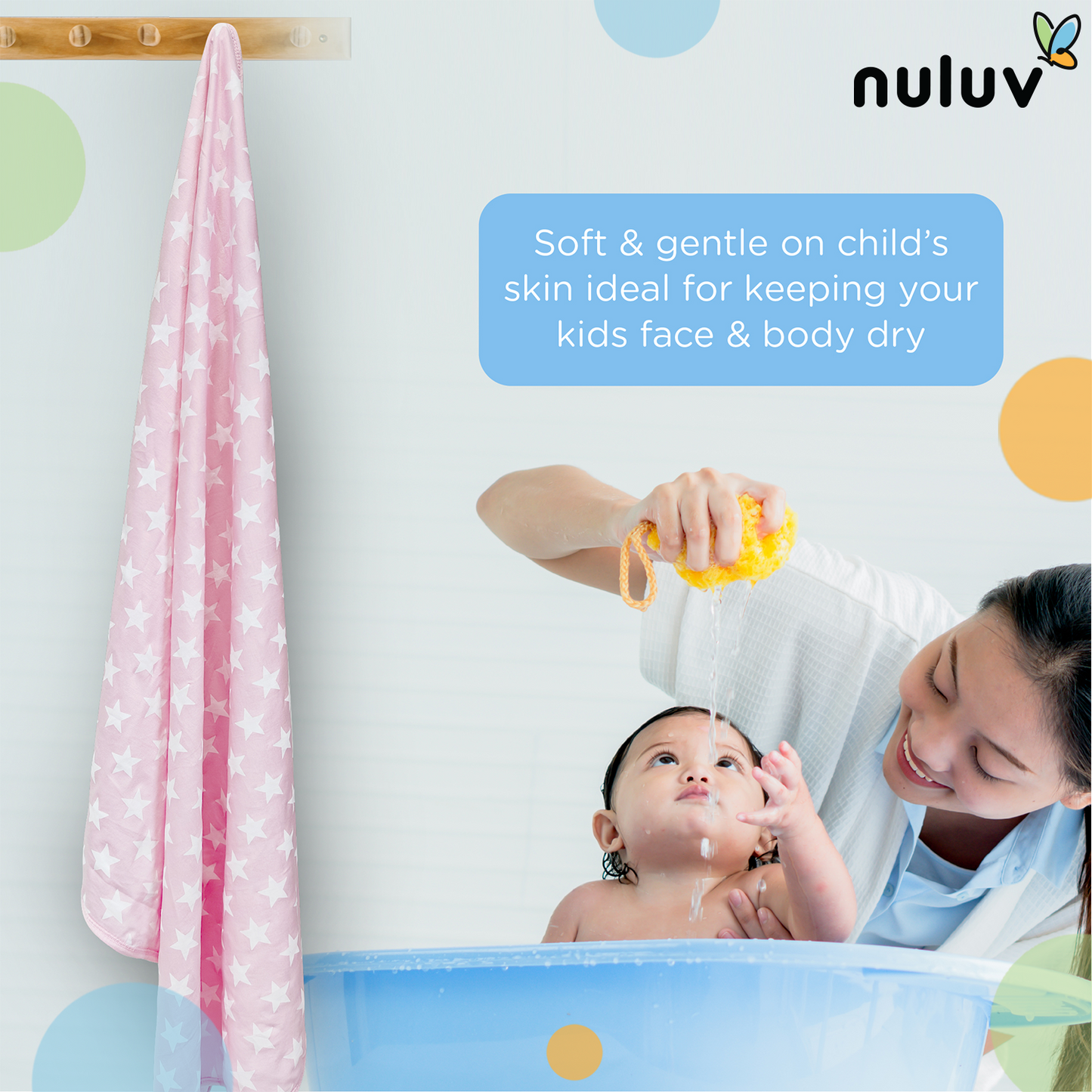 Nuluv Printed baby towel for Girls
