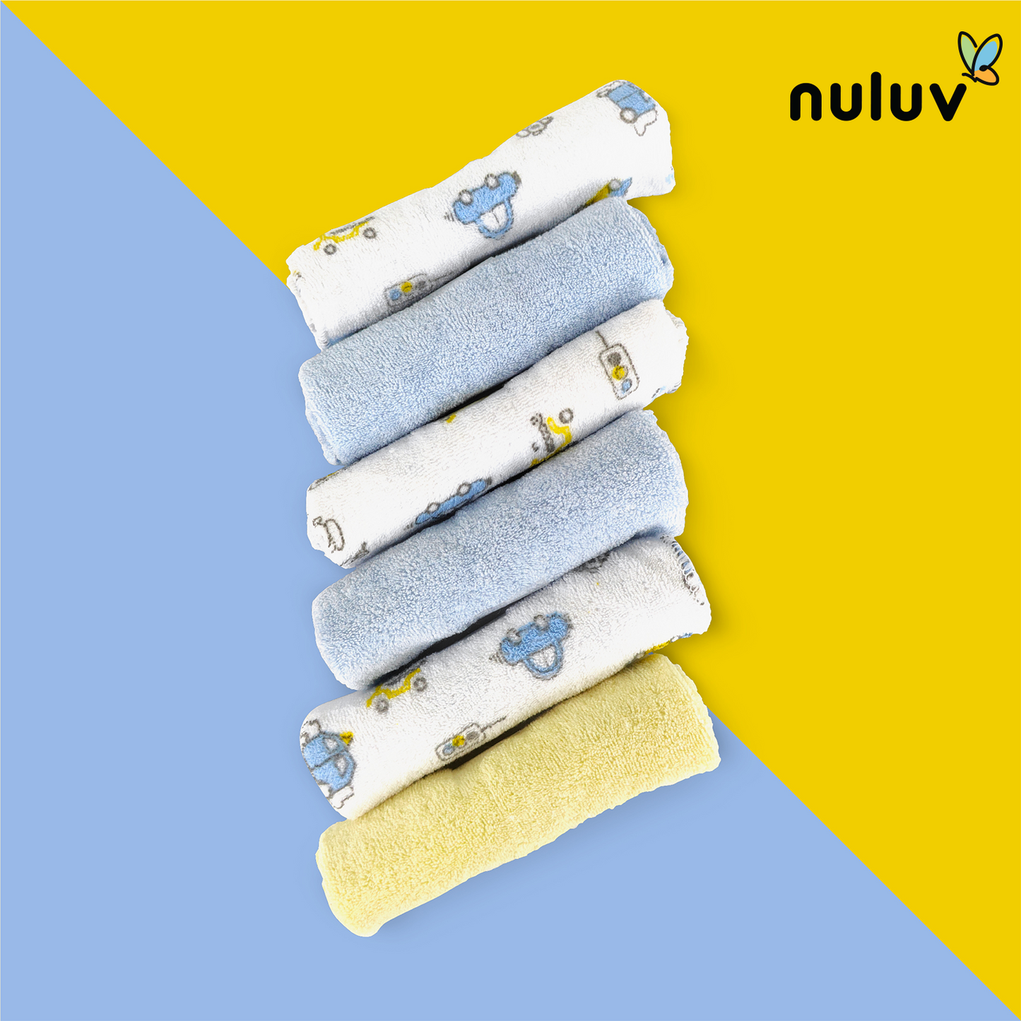 Nuluv Printed baby napkins for Boys - Pack of 6