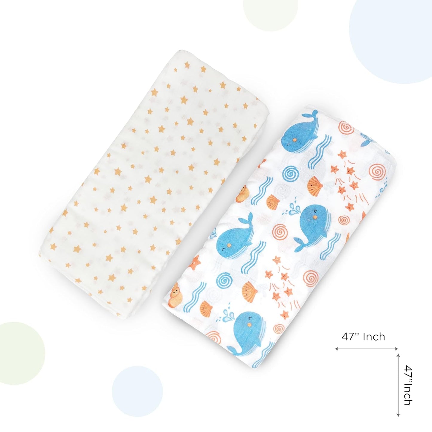 Nuluv Whale Swaddle Wrap Super Ultra Soft Cotton Malmal Baby Swaddle Cloth | Soft Pure Cotton Sheets Baby Wrap Set for New Born Babies | New Born Swaddles, Suitable 0 to 6 Months, Blue