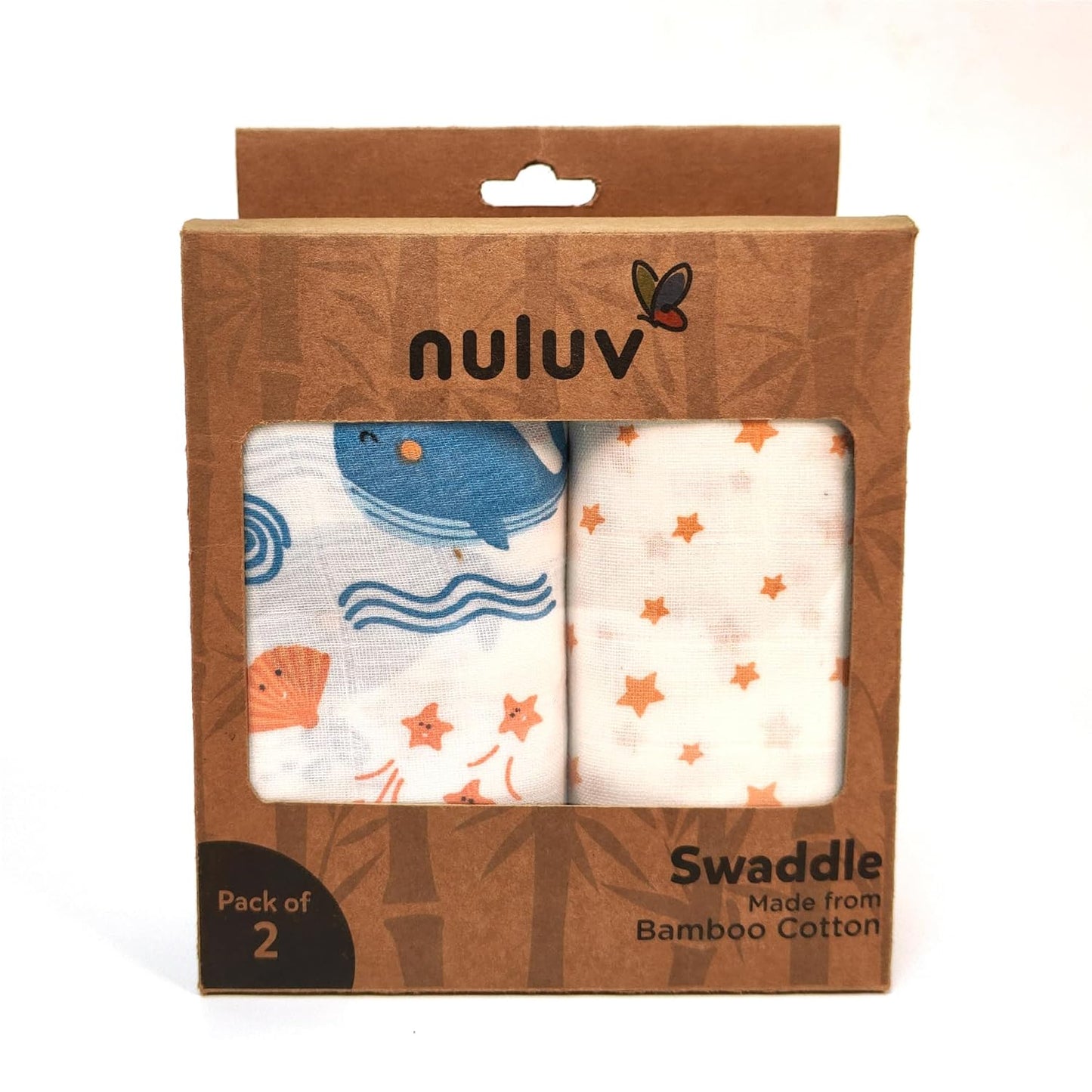Nuluv Whale Swaddle Wrap Super Ultra Soft Cotton Malmal Baby Swaddle Cloth | Soft Pure Cotton Sheets Baby Wrap Set for New Born Babies | New Born Swaddles, Suitable 0 to 6 Months, Blue