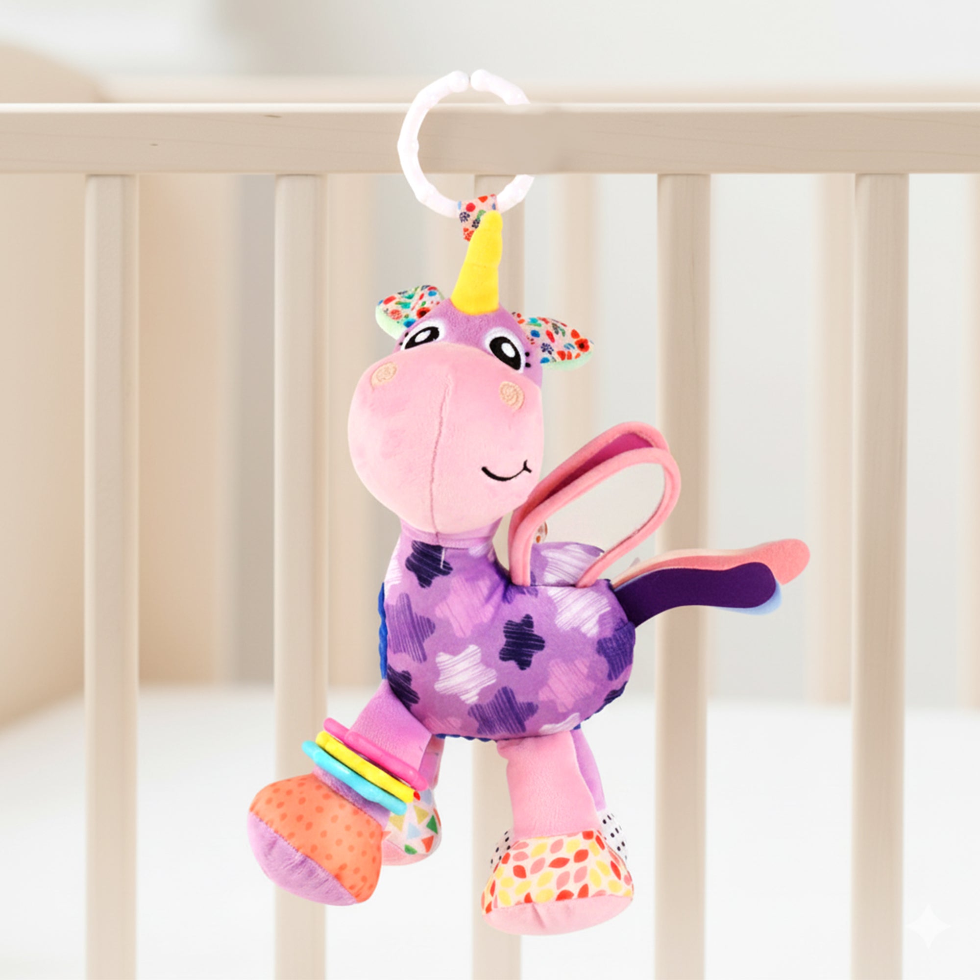 Nuluv Activity Unicorn – Soft Rattle & Crinkle Toy, 3+ Months