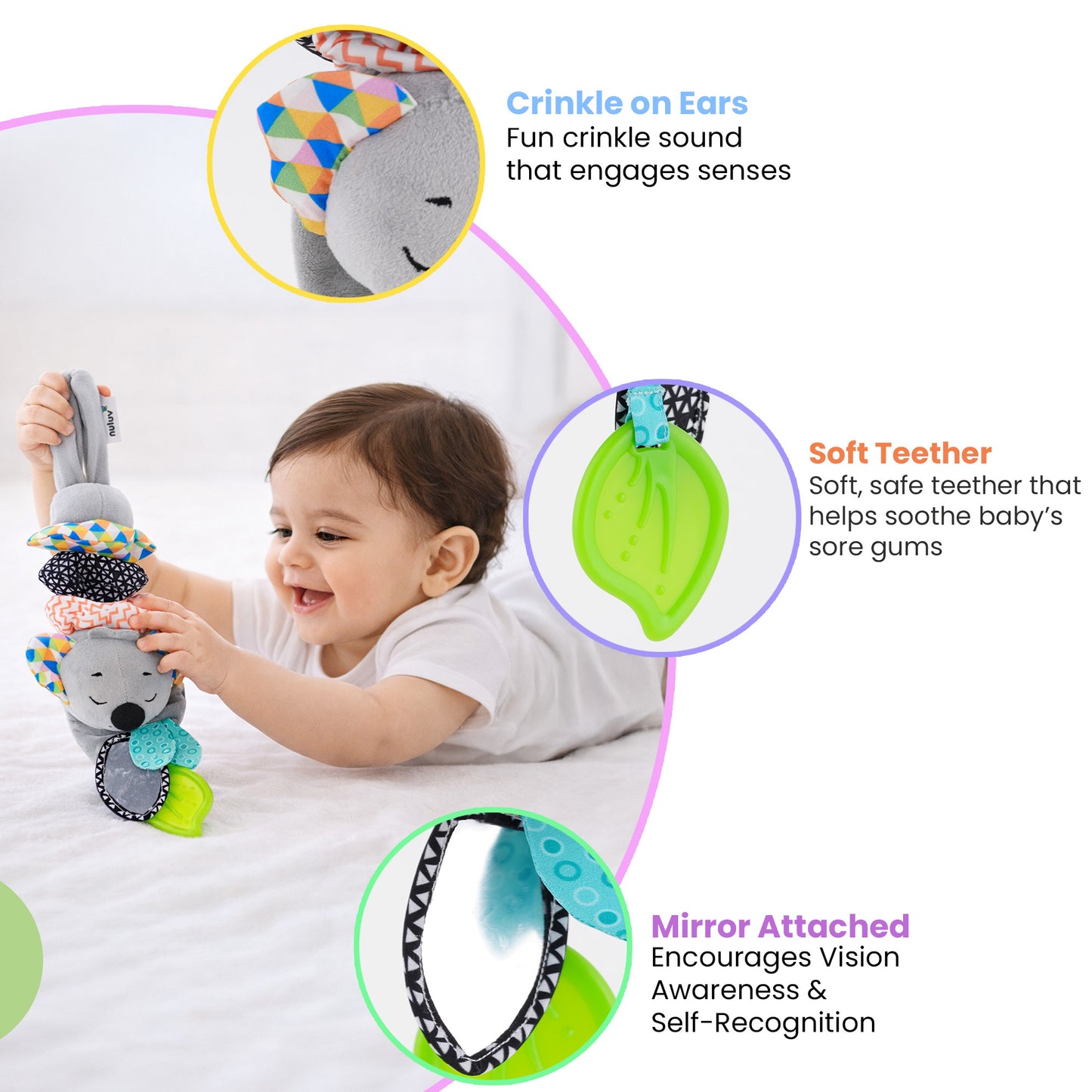 Nuluv Soft Plush Musical Koala Baby Sensory Stroller Toy