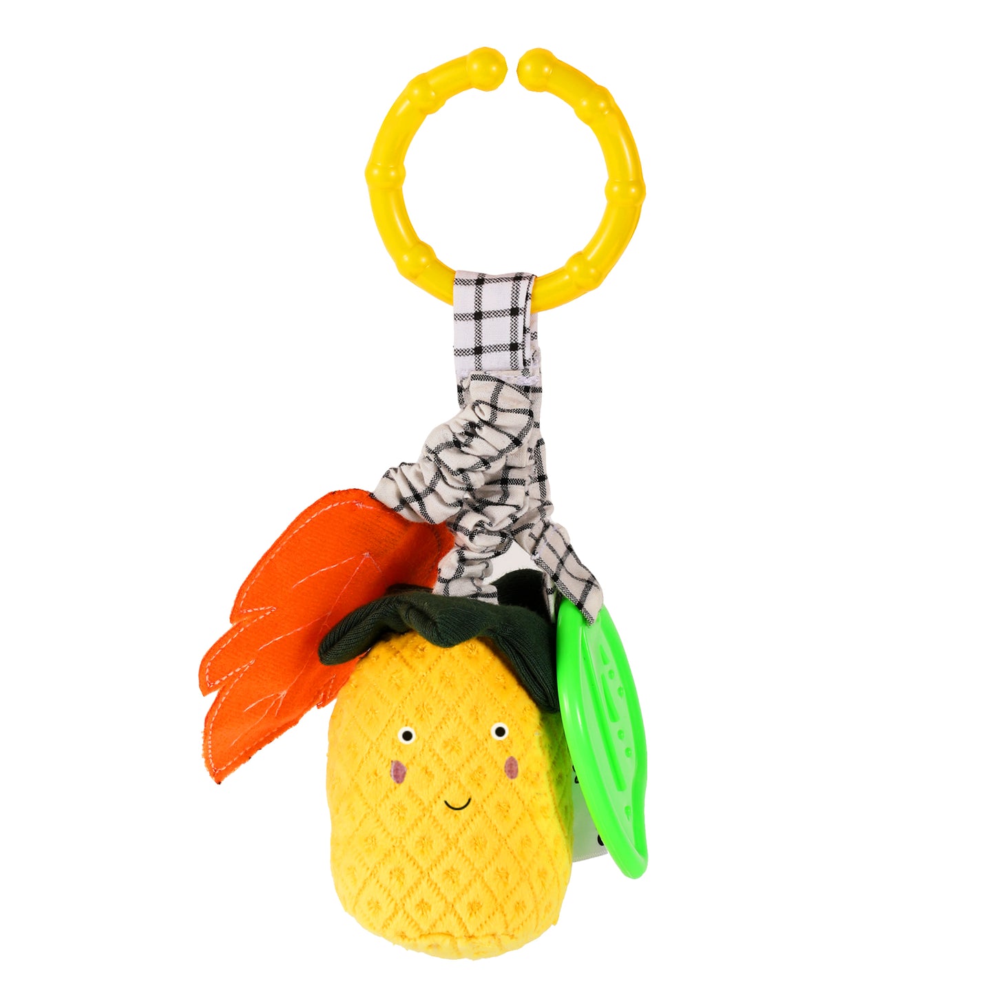 Nuluv Pineapple Baby Rattle – Soft Teether & Crinkle Toy, BPA-Free, 3+ Months