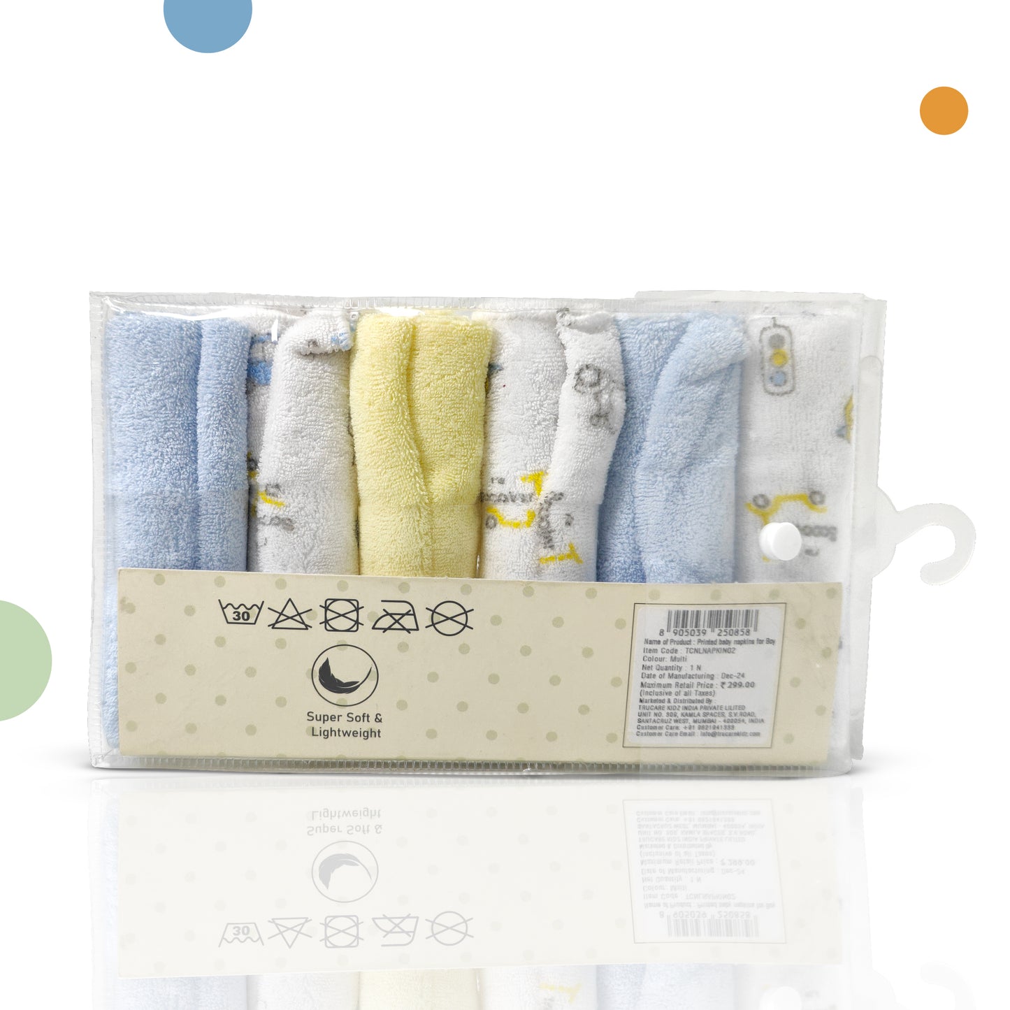 Nuluv Printed baby napkins for Boys - Pack of 6