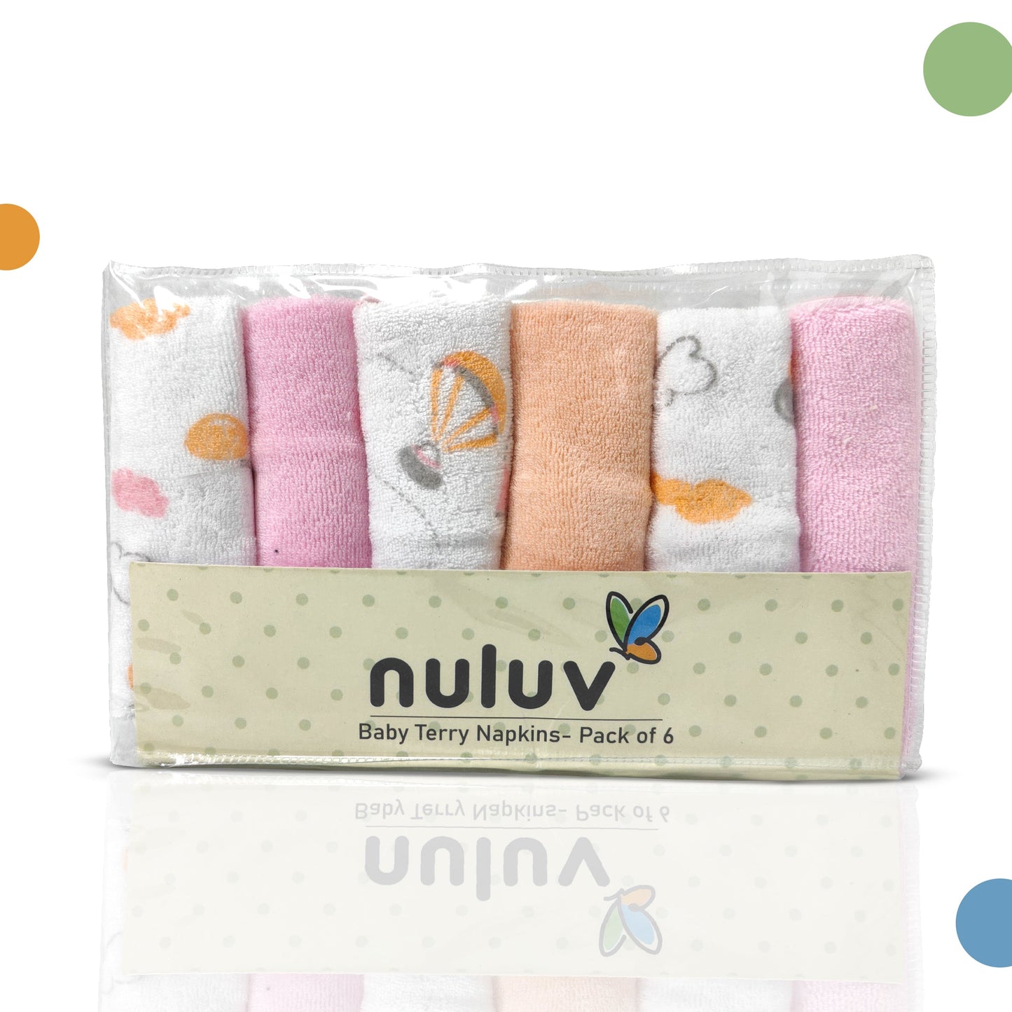 Nuluv Printed baby napkins for Girls - Pack of 6
