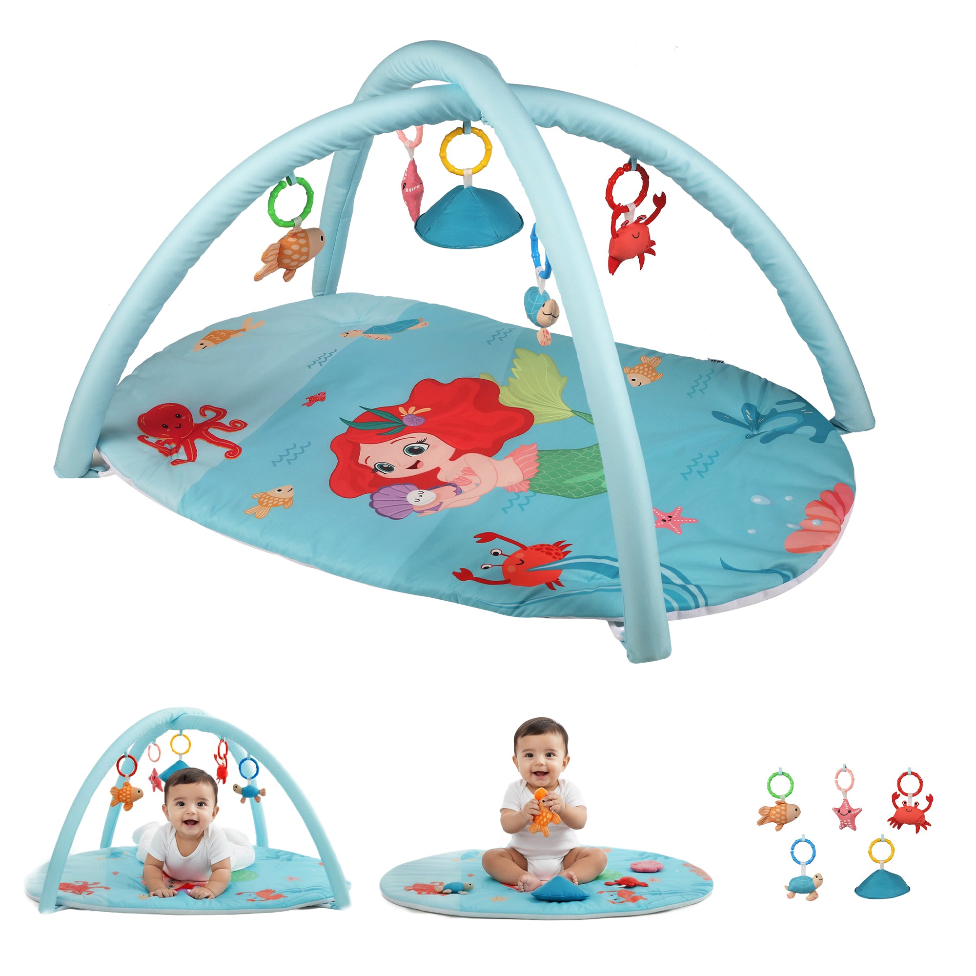 Nuluv Mermaid’s Cove Playgym for Babies, Soft Baby Play With Hanging Toy
