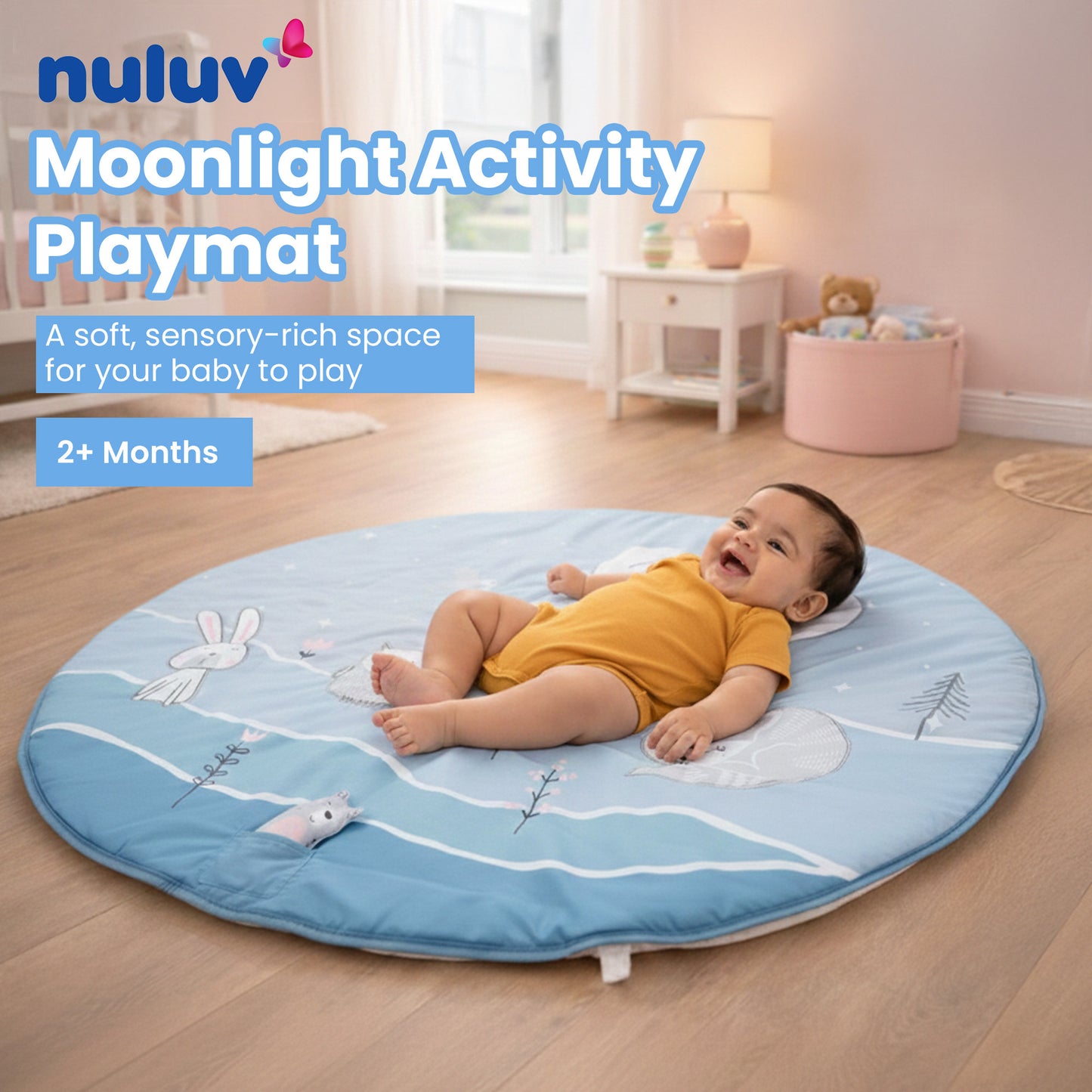 Nuluv Moonlight Activity Playmat for Baby With Mirror, Crinkle & Rattle