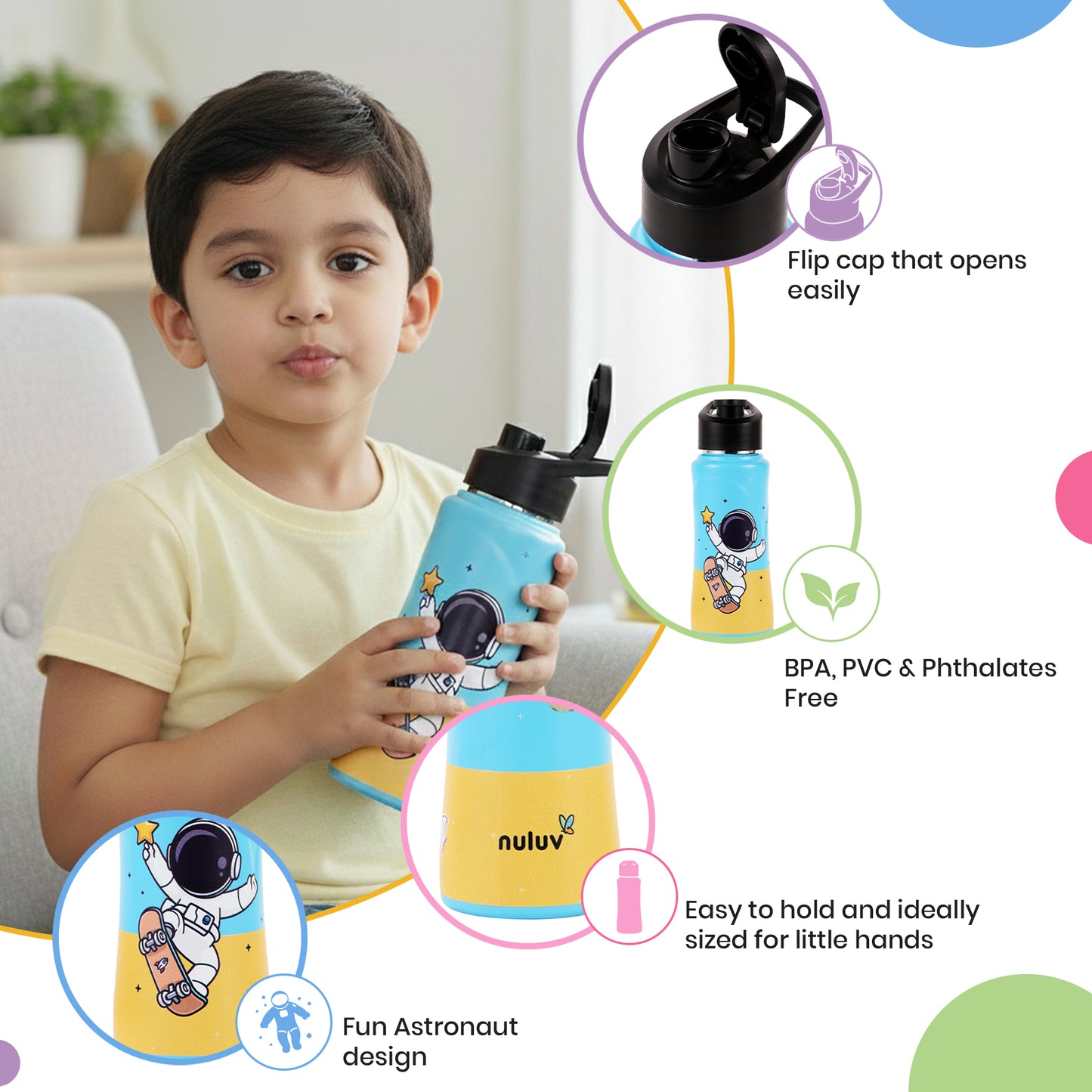 Nuluv Weaning and Feeding SS Sport Sipper Space For Baby