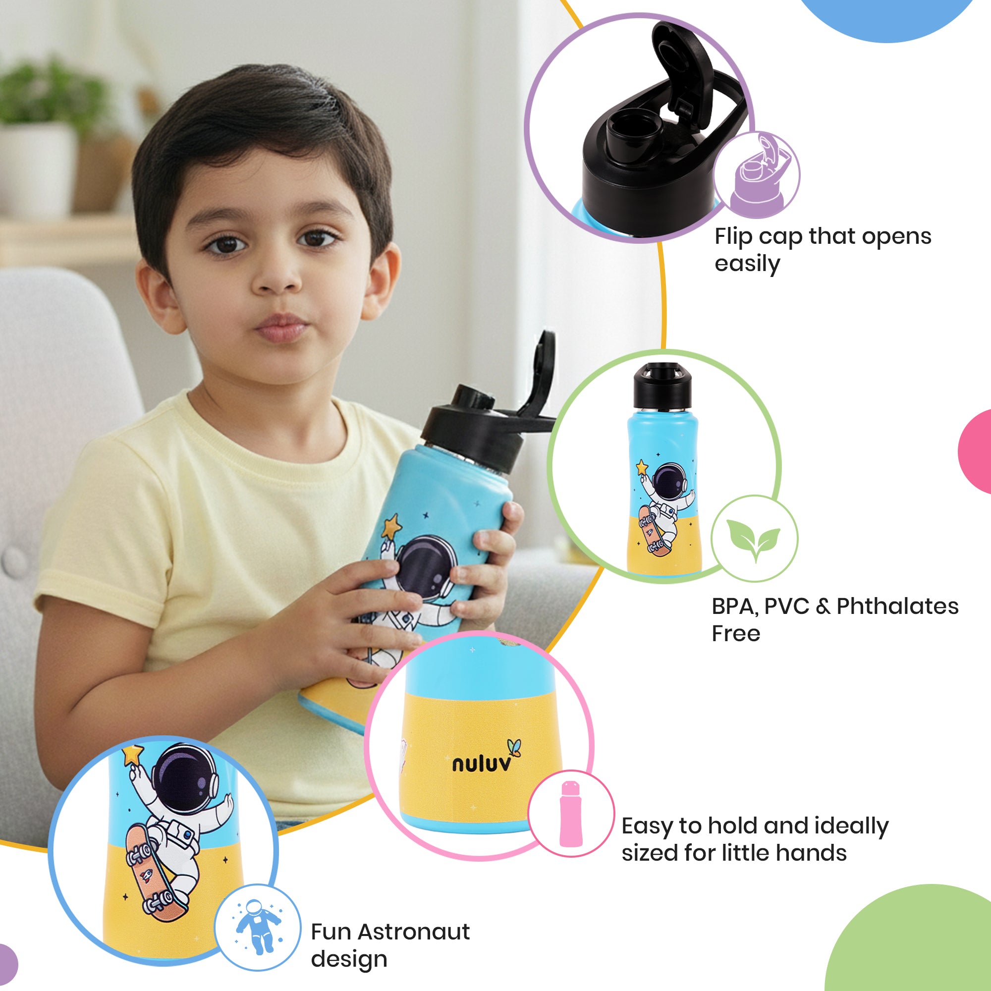 Nuluv Weaning and Feeding SS Sport Sipper Space For Baby