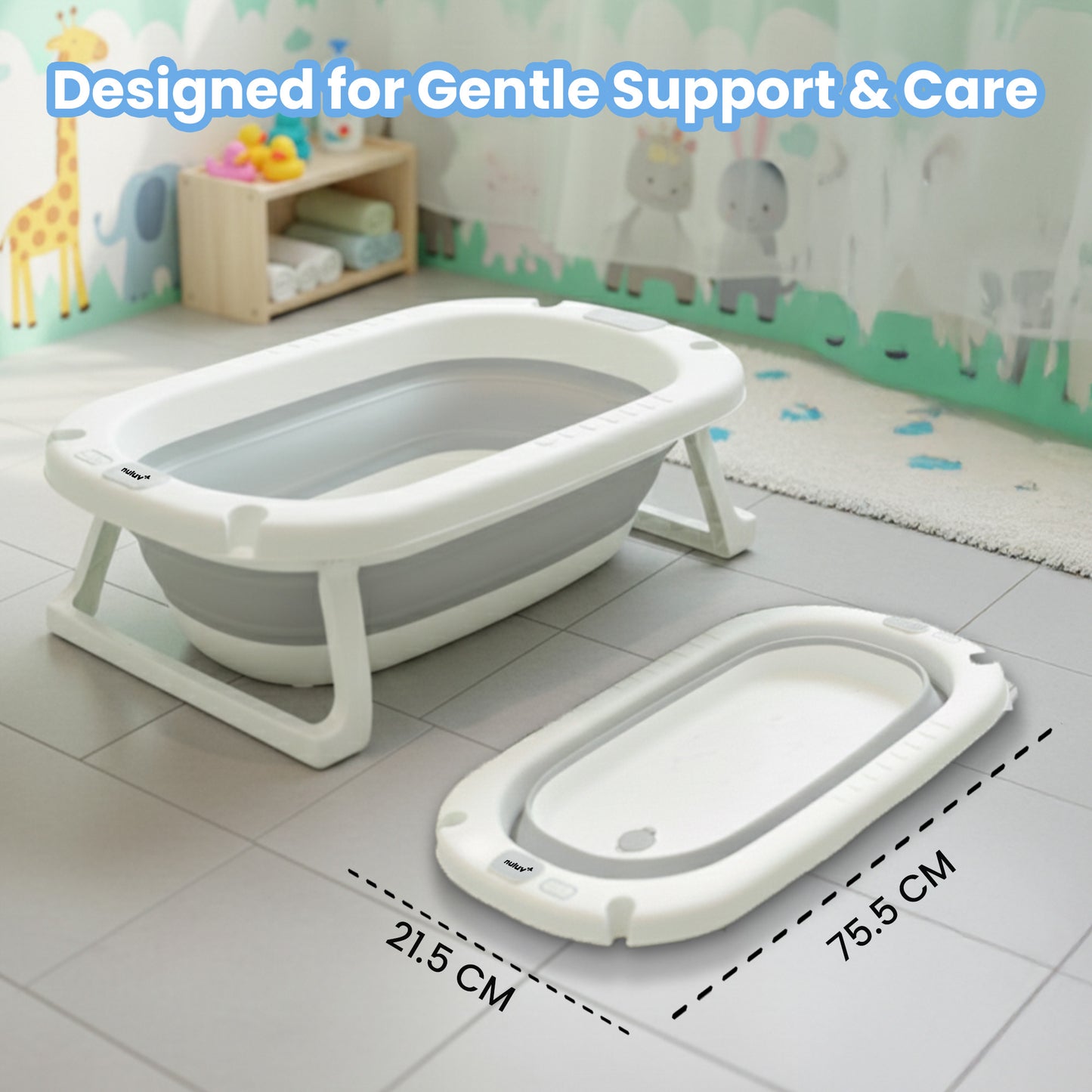 4-in-1 Foldable Baby Bath Tub Set With  Sling, Folding Bucket and Rinser