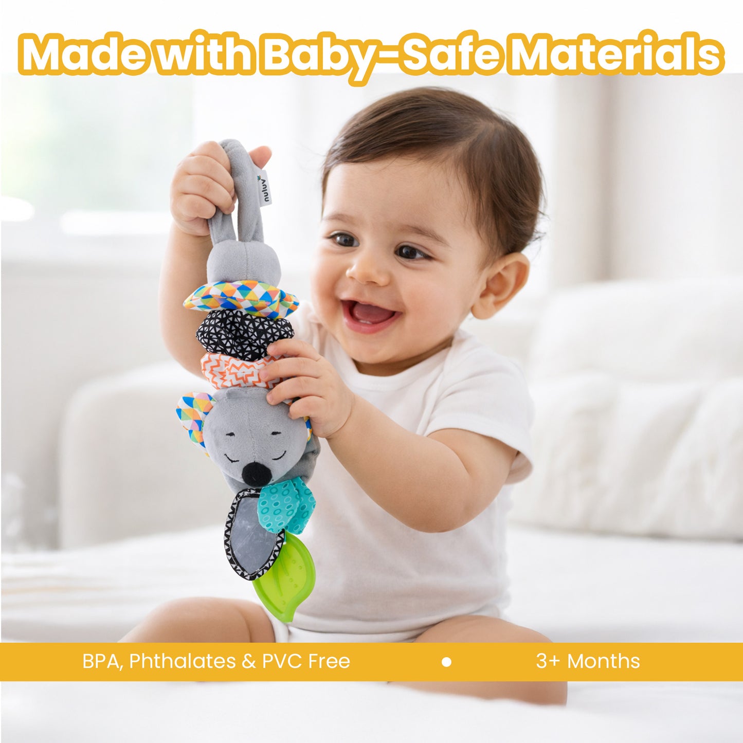 Nuluv Soft Plush Musical Koala Baby Sensory Stroller Toy