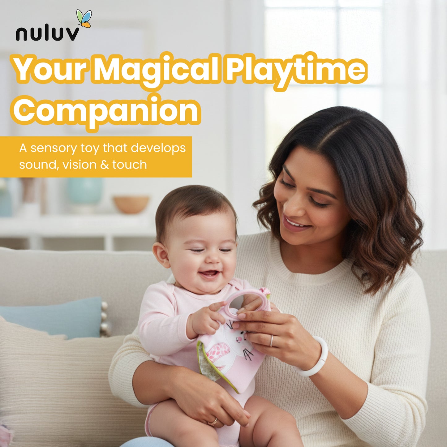 Soft Book for Babies, Crinkle Sensory With Rattle Sound Cloth, Soft Touch-and-Feel Fabric Book