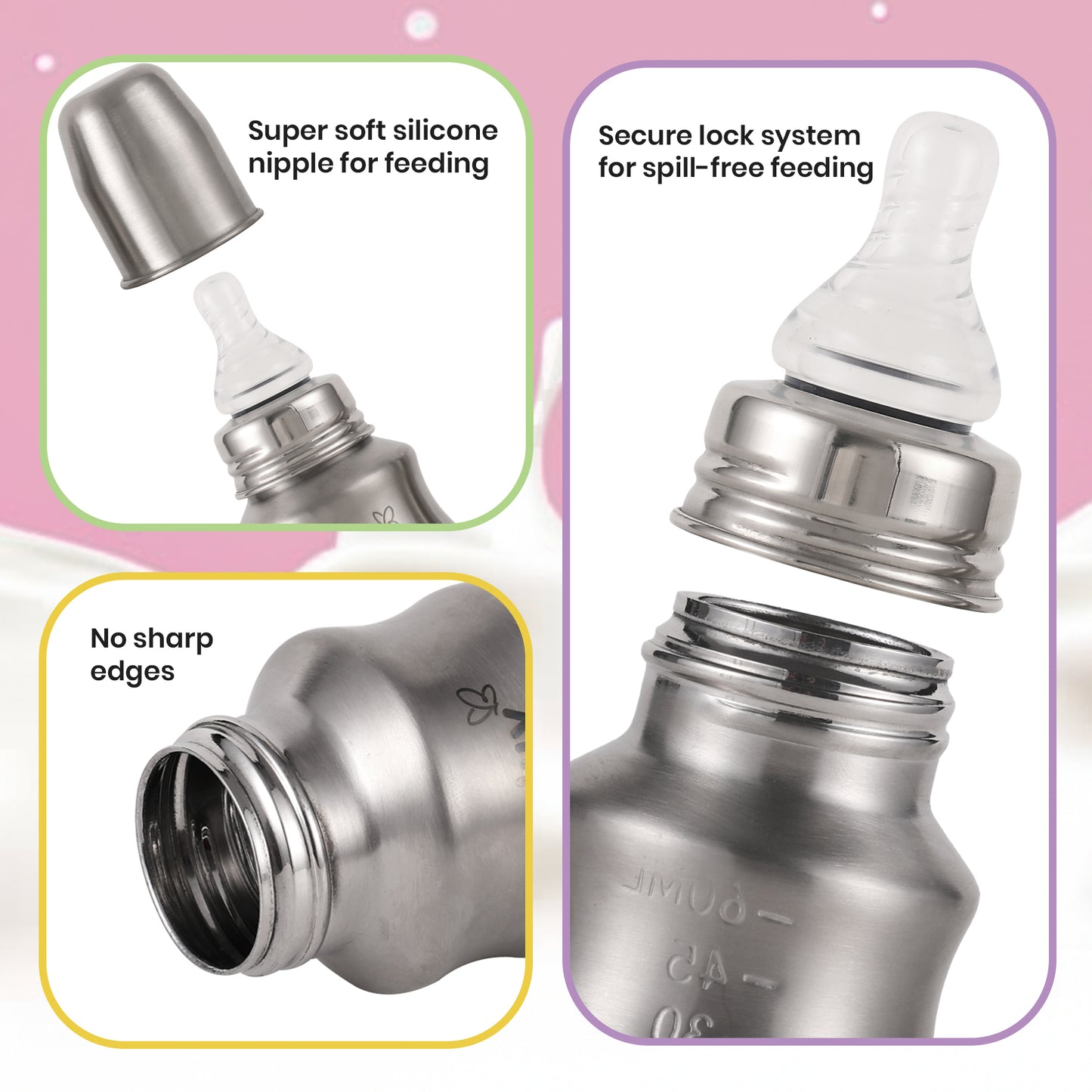 Nuluv Nourish+ Stainless Steel Feeding Bottle 60ml