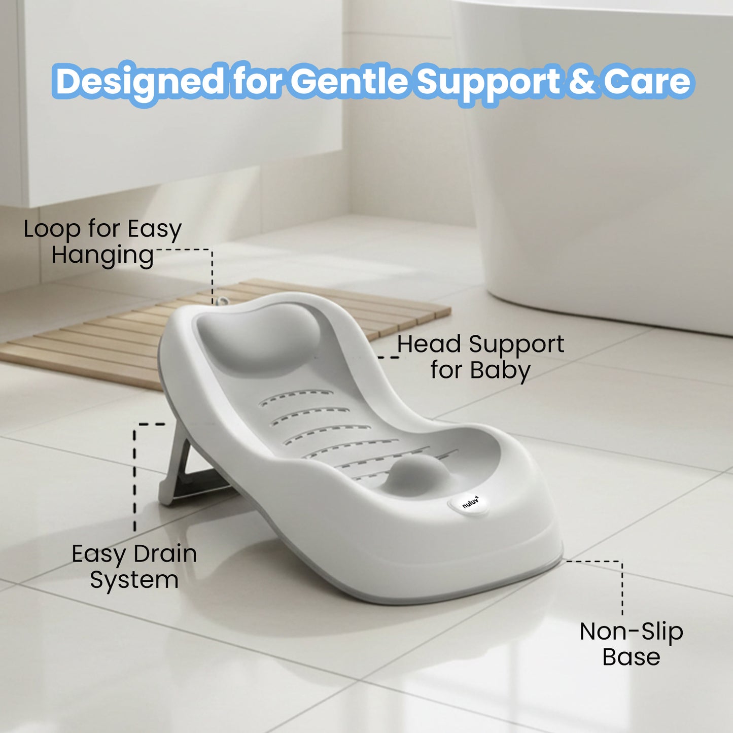 Nuluv Baby Bath Seat 0-6 Months, Durable, Non-Slip, Safe & Comfortable Baby Bather