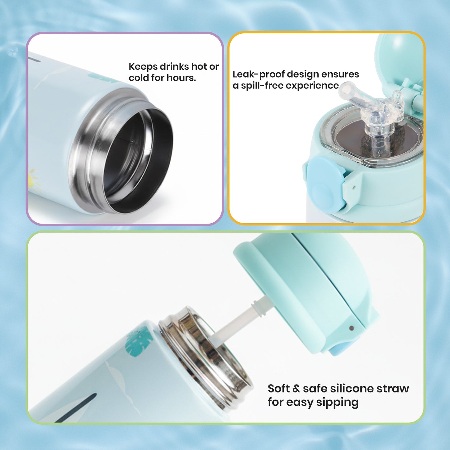 Nuluv Insulated Stainless Steel Straw Sipper For Baby Weaning and Feeding Flamingo 12 Month+