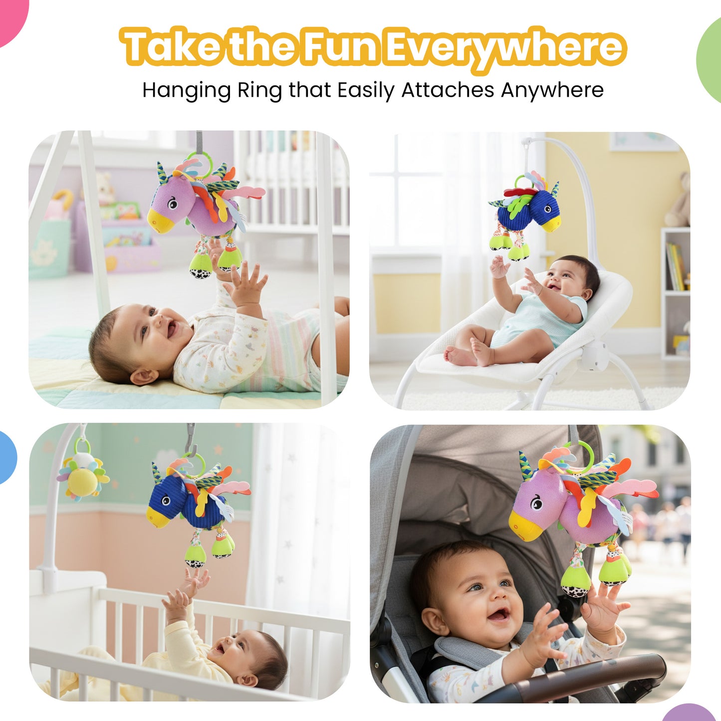 Nuluv Sparkly Unicorn Baby Toy – Rattle & Sensory Plush, 3+ Months