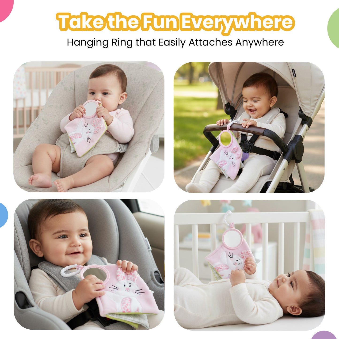 Soft Book for Babies, Crinkle Sensory With Rattle Sound Cloth, Soft Touch-and-Feel Fabric Book