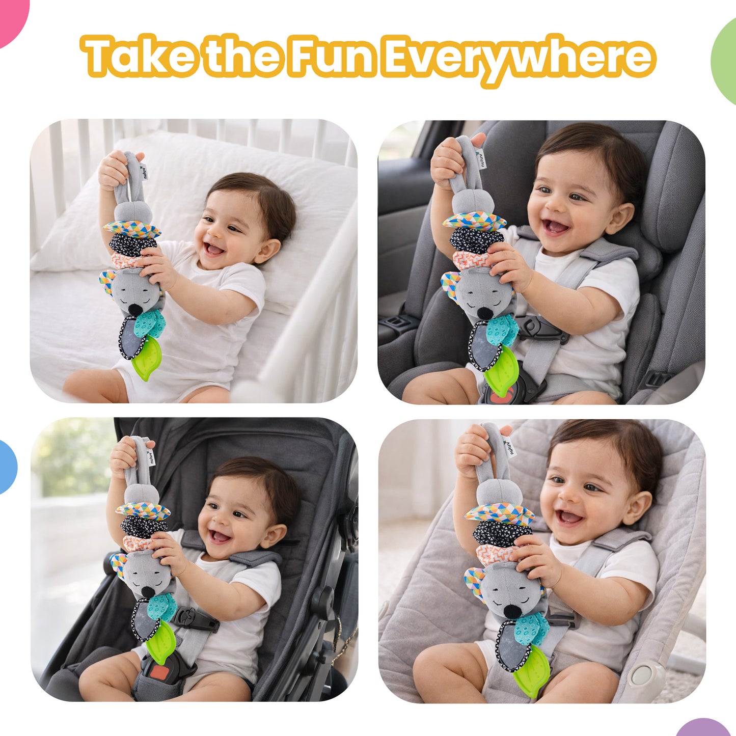 Nuluv Soft Plush Musical Koala Baby Sensory Stroller Toy