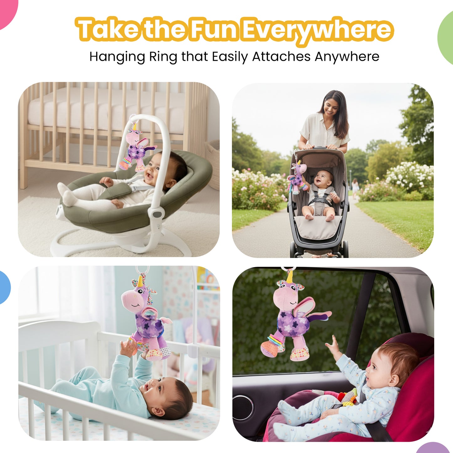 Nuluv Activity Unicorn – Soft Rattle & Crinkle Toy, 3+ Months