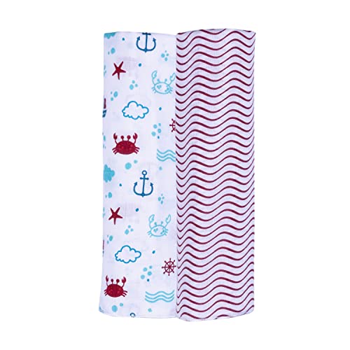 Nuluv Red Anchor Swaddle Soft and Breathable Wrap For Baby, Pack of 2