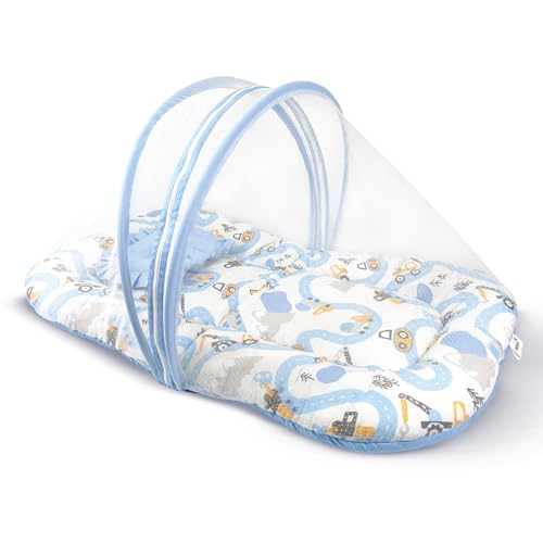 Foldable Baby Mosquito Net with Zip | 100% Cotton | Transport Design