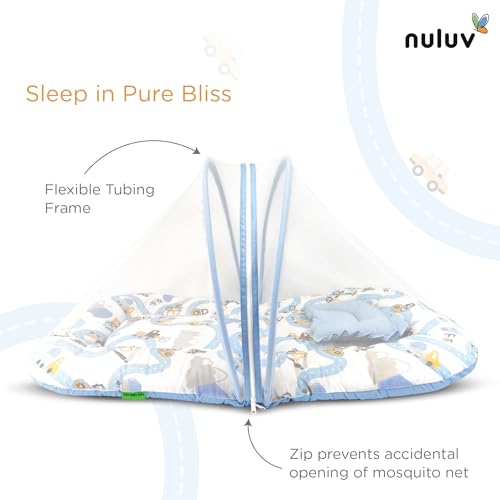 Foldable Baby Mosquito Net with Zip | 100% Cotton | Transport Design
