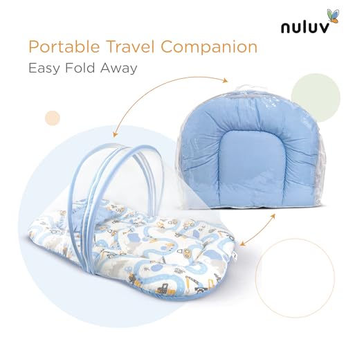 Foldable Baby Mosquito Net with Zip | 100% Cotton | Transport Design