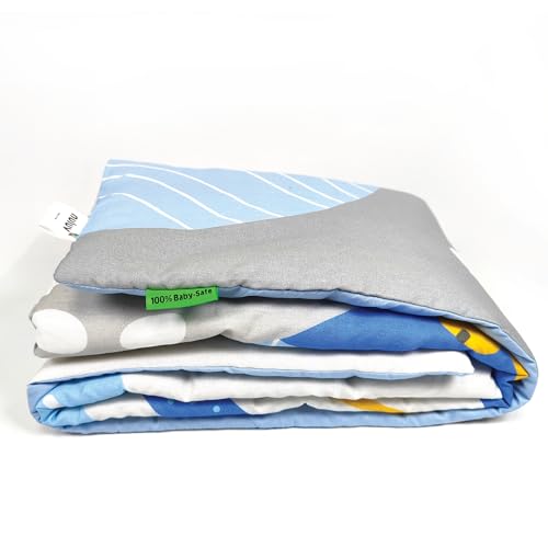 Nuluv Baby Blanket, Quilt for Baby Boys and Girls, 100% Cotton Blanket, Soft and Comfortable, Antimicrobial & Hypoallergenic Filling, 23x36 inches, for Kids Aged 0-9 Months, Transport Design