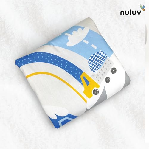 Nuluv Baby Blanket, Quilt for Baby Boys and Girls, 100% Cotton Blanket, Soft and Comfortable, Antimicrobial & Hypoallergenic Filling, 23x36 inches, for Kids Aged 0-9 Months, Transport Design