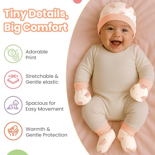 Cap, bootie , Mitten set