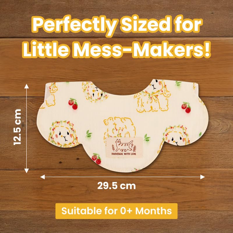 Nuluv Baby Bibs, Soft, Quick-Drying and Gentle for Sensitive Skin, Snap Button Closure, Reusable and Highly Absorbent, Made with 100% Muslin Cotton, 0+ Months, Multi on Off-White Base, Pack of 2