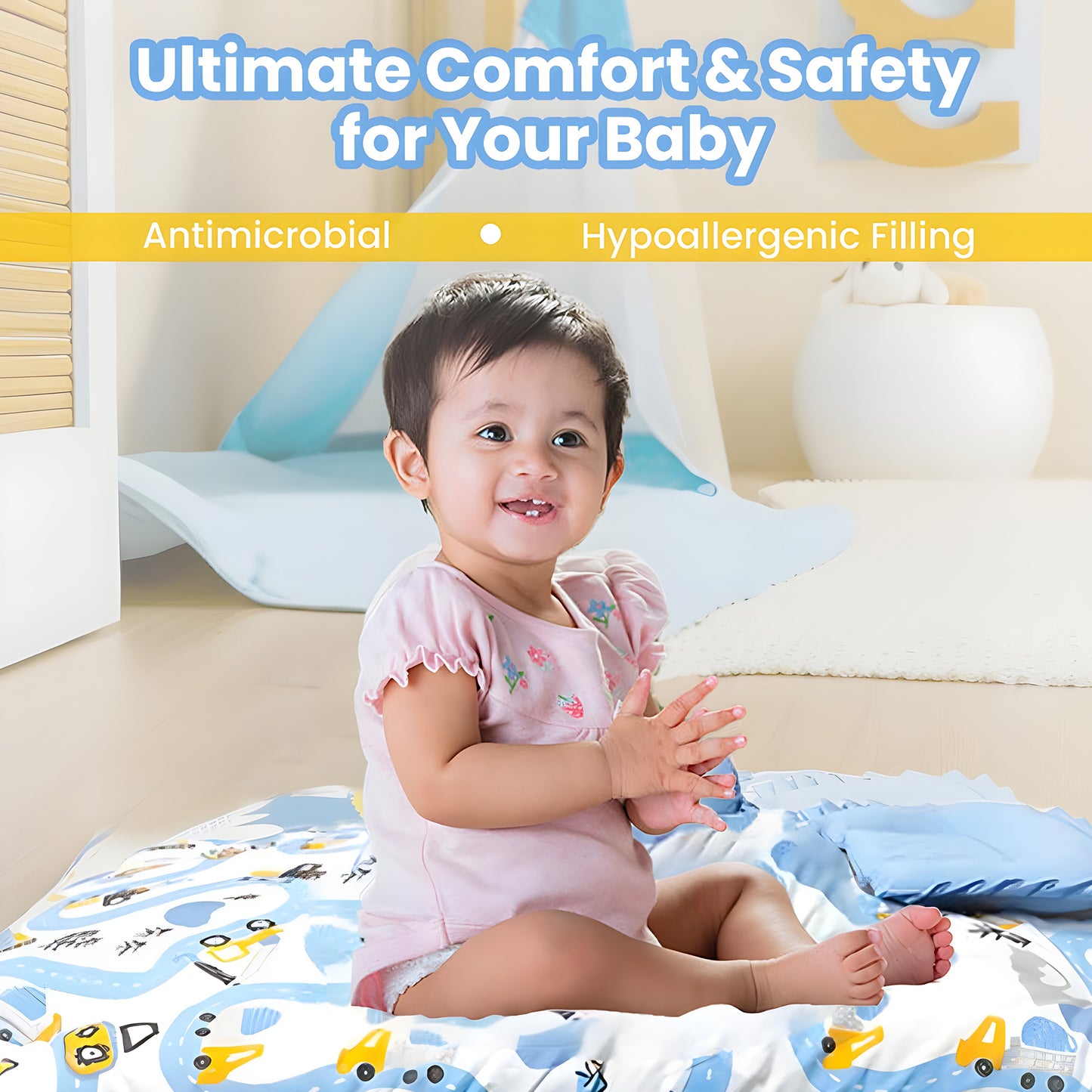 Nuluv Baby Gadda Set, Soft and Breathable Cot Mattress, 100% Cotton Mattress Set, Gadda Set