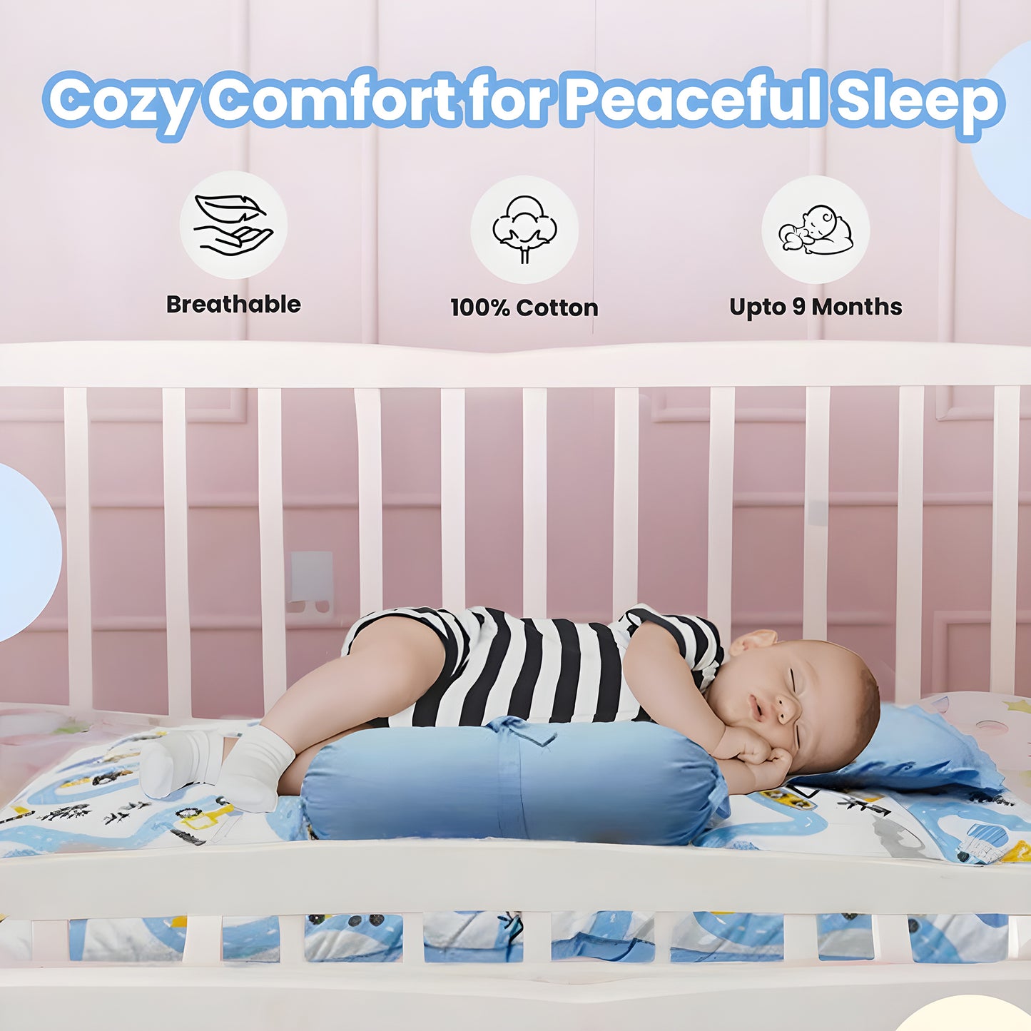 Nuluv Baby Gadda Set, Soft and Breathable Cot Mattress, 100% Cotton Mattress Set, Gadda Set