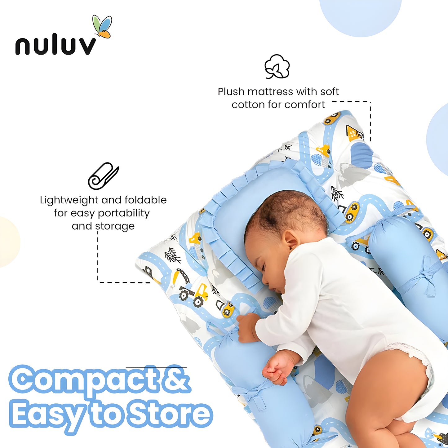 Nuluv Baby Gadda Set, Soft and Breathable Cot Mattress, 100% Cotton Mattress Set, Gadda Set