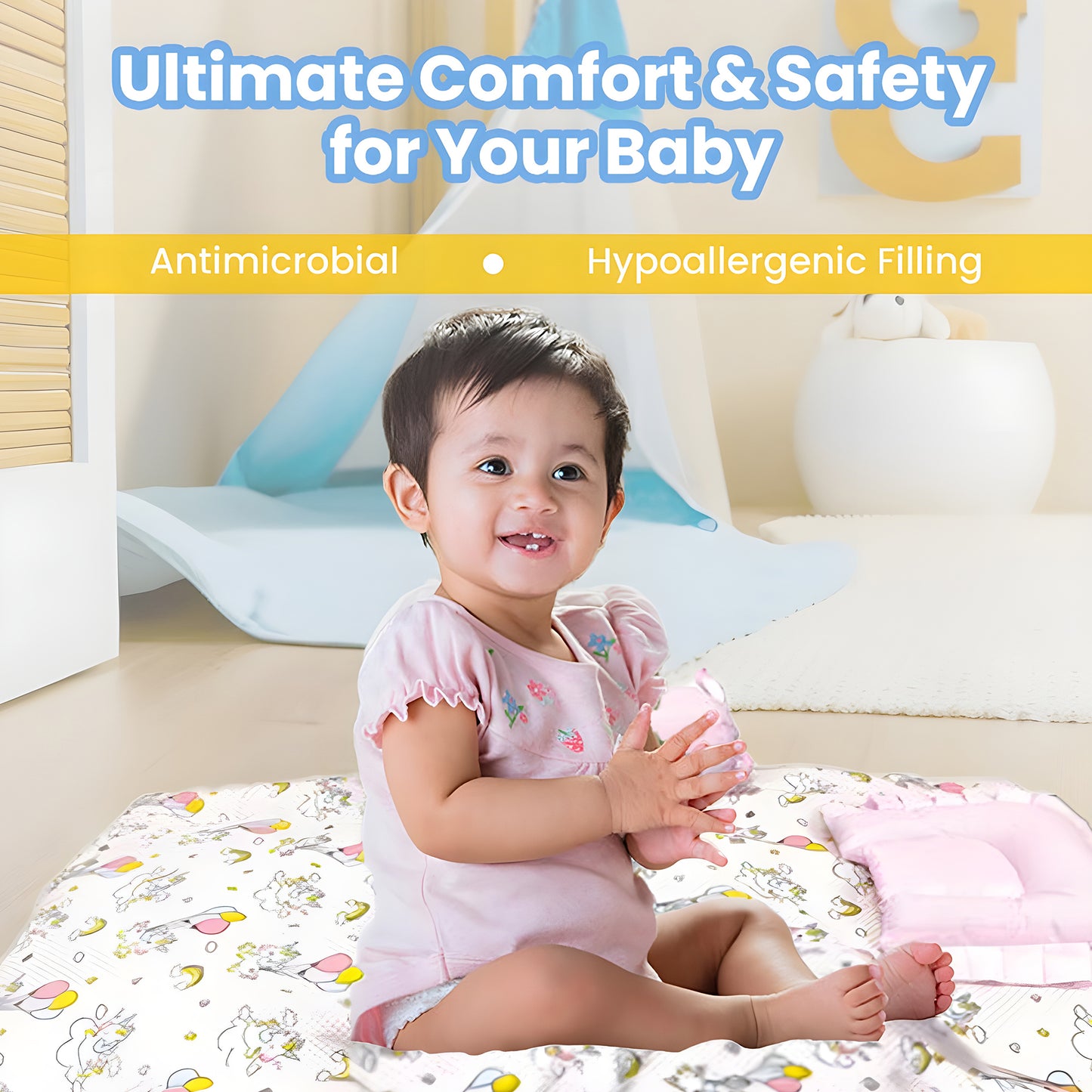 Nuluv Baby Gadda Set, Soft and Breathable Cot Mattress, 100% Cotton Mattress Set, Gadda Set