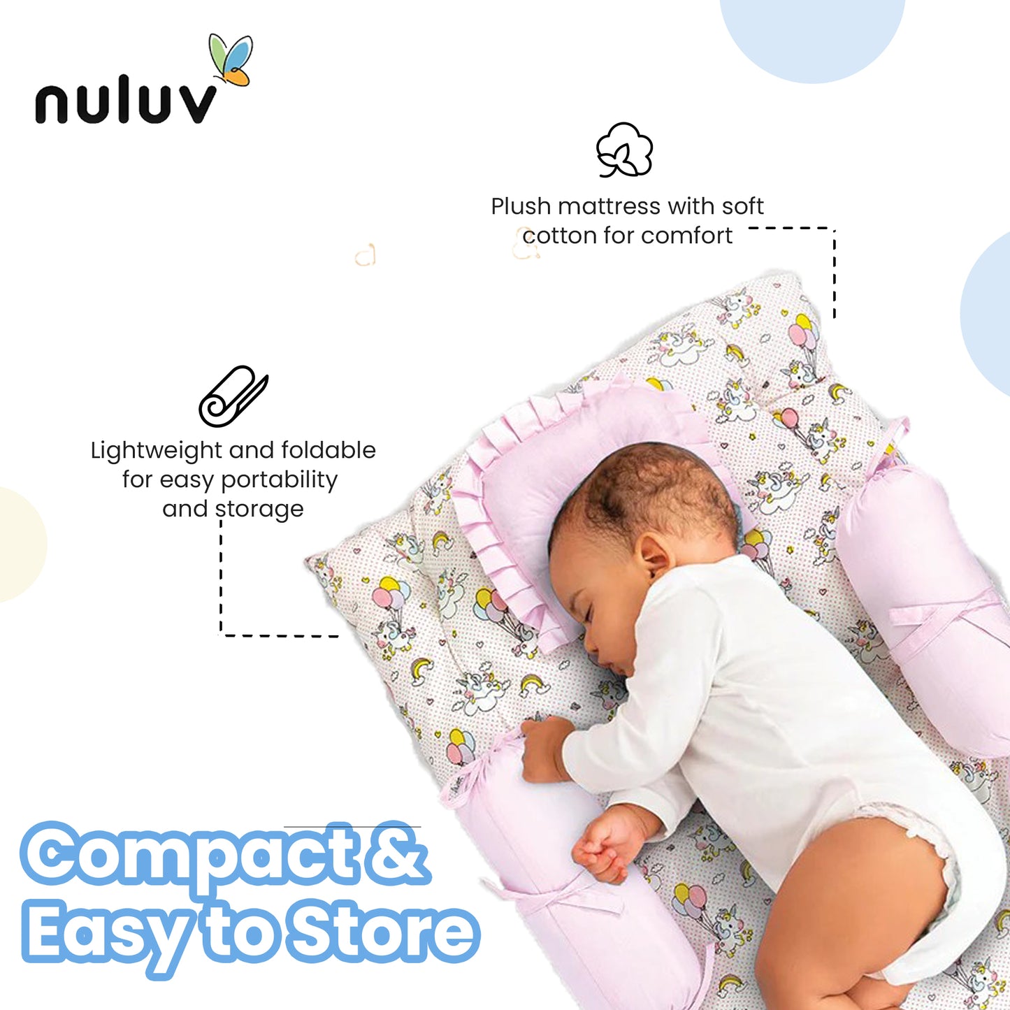 Nuluv Baby Gadda Set, Soft and Breathable Cot Mattress, 100% Cotton Mattress Set, Gadda Set