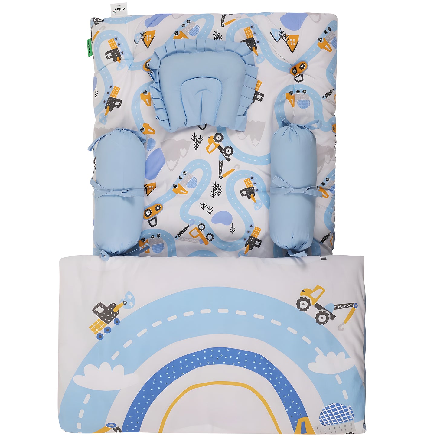 Nuluv 5 PC Baby Gadda Set, Soft and Breathable Cot Mattress Portable and Comfortable, Bedding Set for Infants upto 9 Months