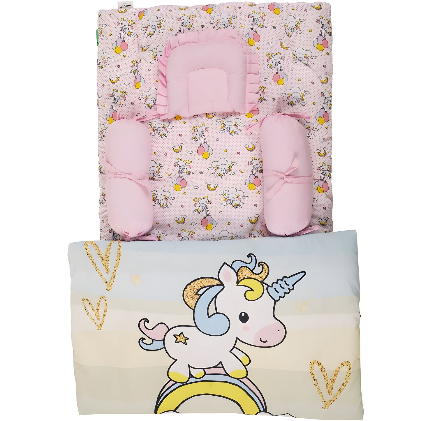 Nuluv 5 PC Baby Gadda Set, Soft and Breathable Cot Mattress Portable and Comfortable, Bedding Set for Infants upto 9 Months