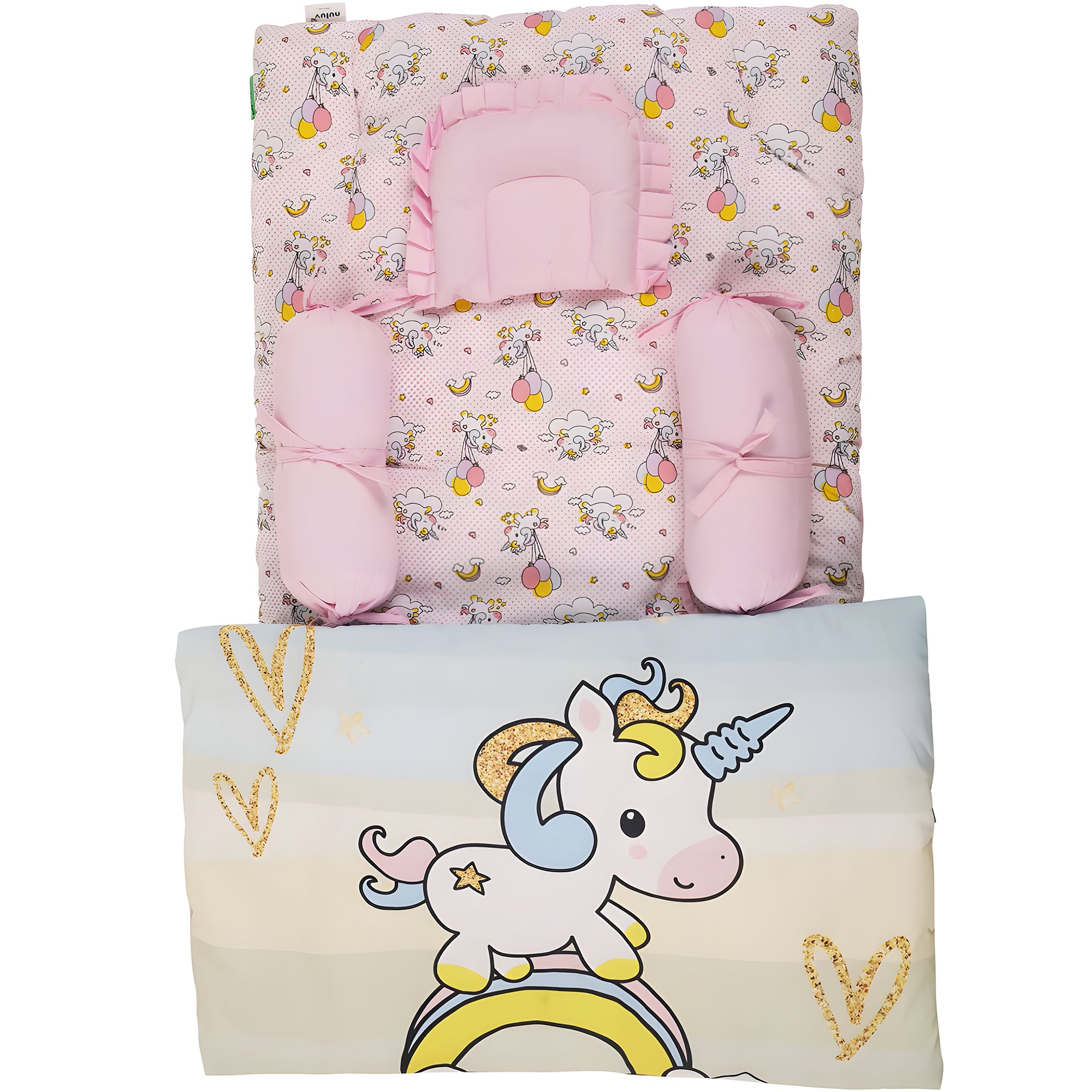 Nuluv 5 PC Baby Gadda Set, Soft and Breathable Cot Mattress Portable and Comfortable, Bedding Set for Infants upto 9 Months