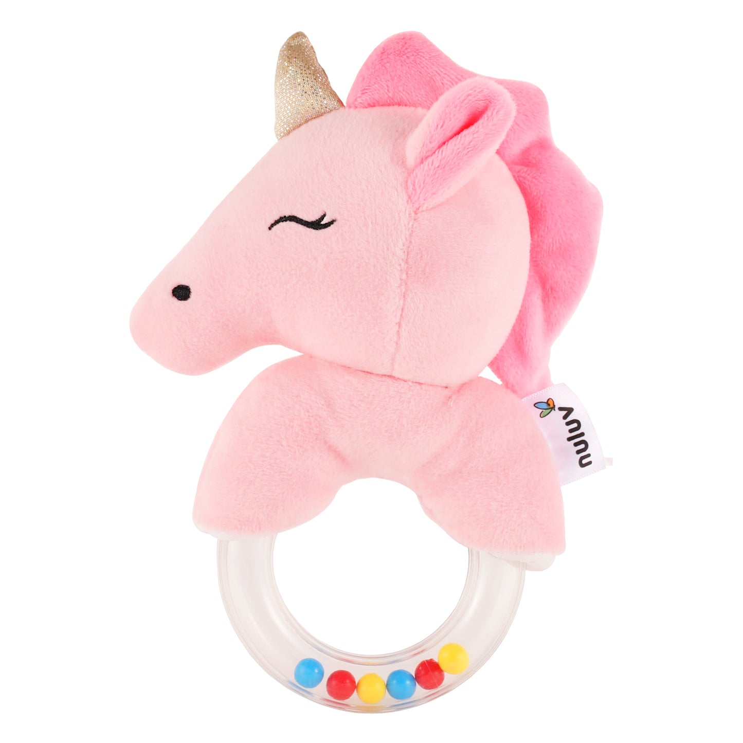 Nuluv Unicorn Ring Rattle Toy for Babies Soft Plush Sensory