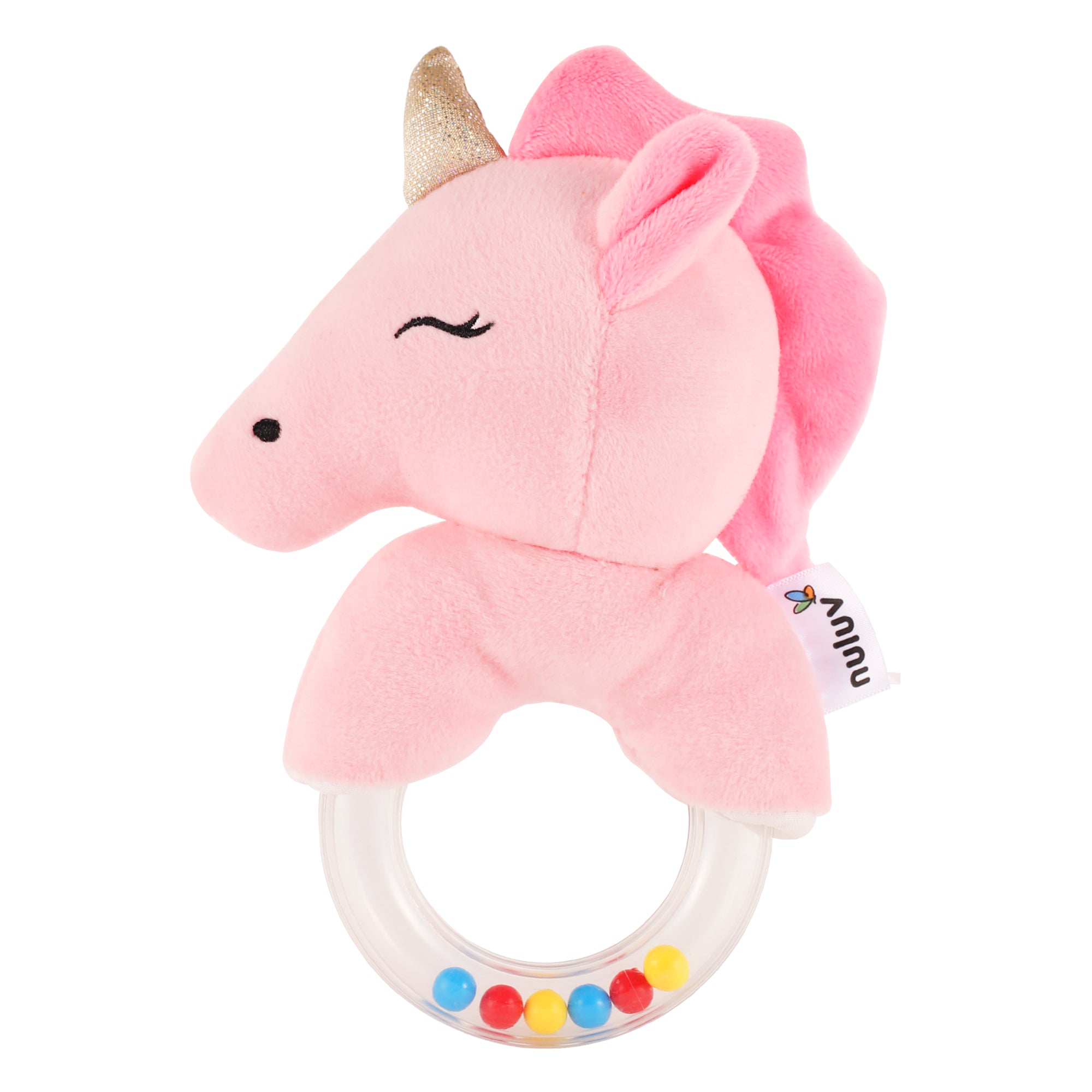 Nuluv Unicorn Ring Rattle Toy for Babies Soft Plush Sensory