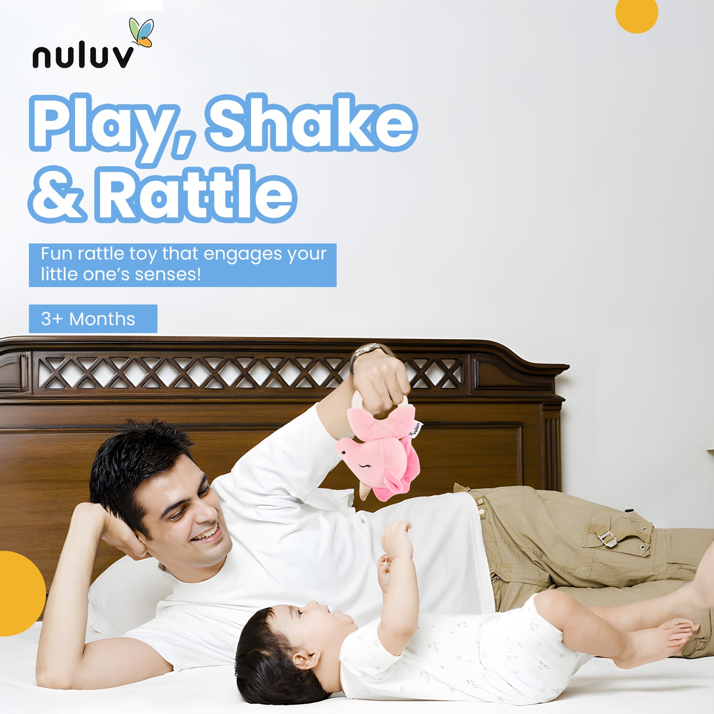 Nuluv Unicorn Ring Rattle Toy for Babies Soft Plush Sensory