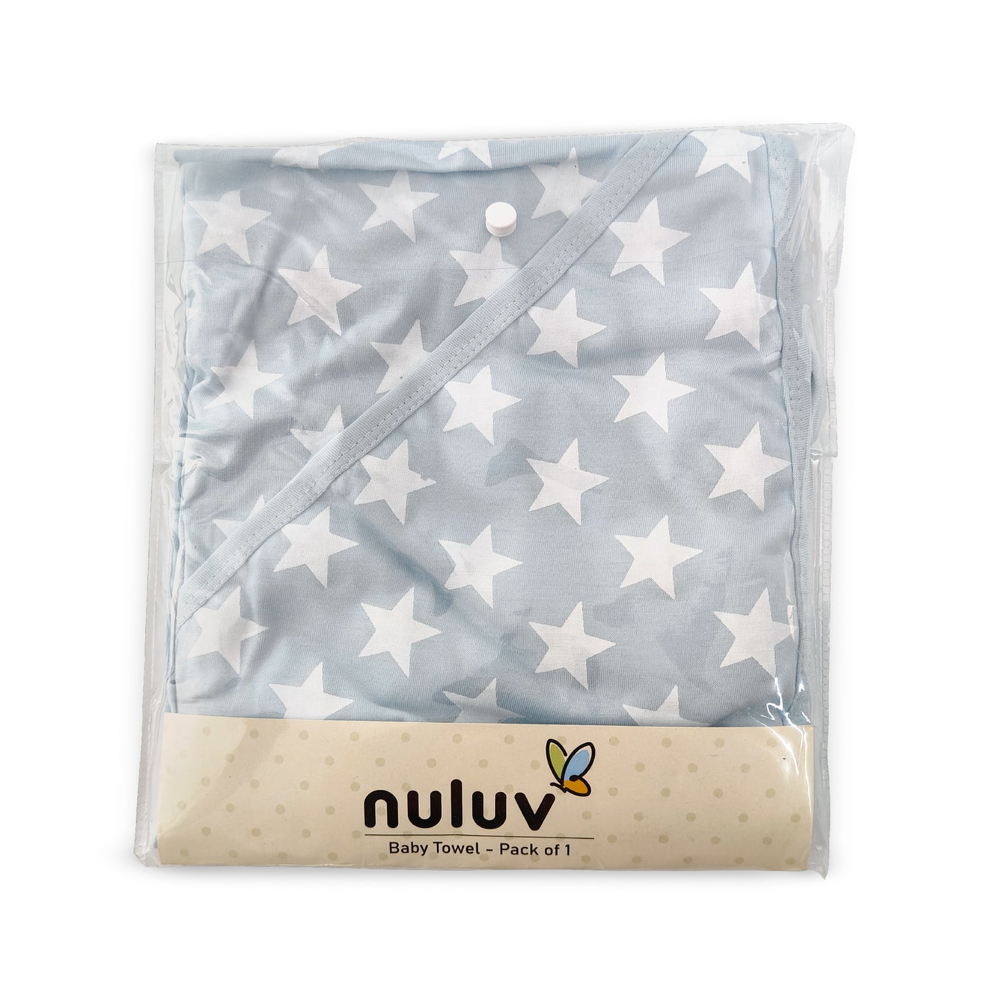Nuluv Printed Baby Towel for Girl Grey Star Printed