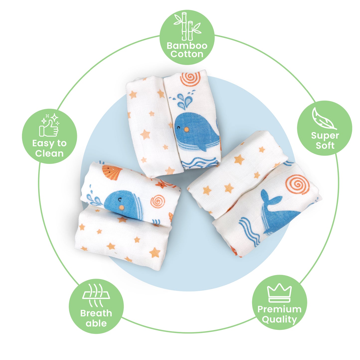 Nuluv Blue Whale Wash Cloth (0 to 6 Months)